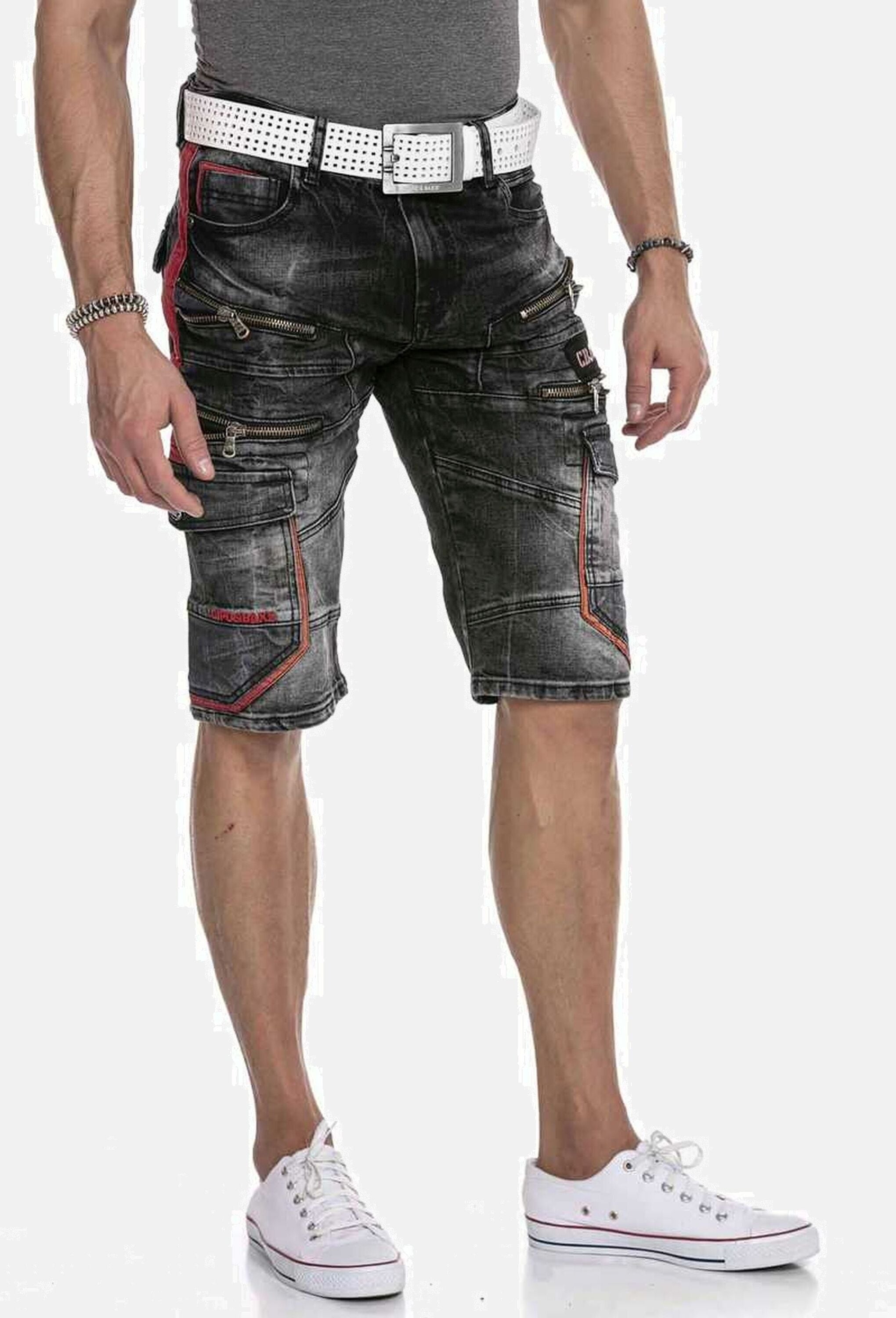 Cipo & Baxx Jogg-Jeansbermudas »Cipo & Baxx Bermuda & Short« mit Reißverschluss-Verzierungen, CK224