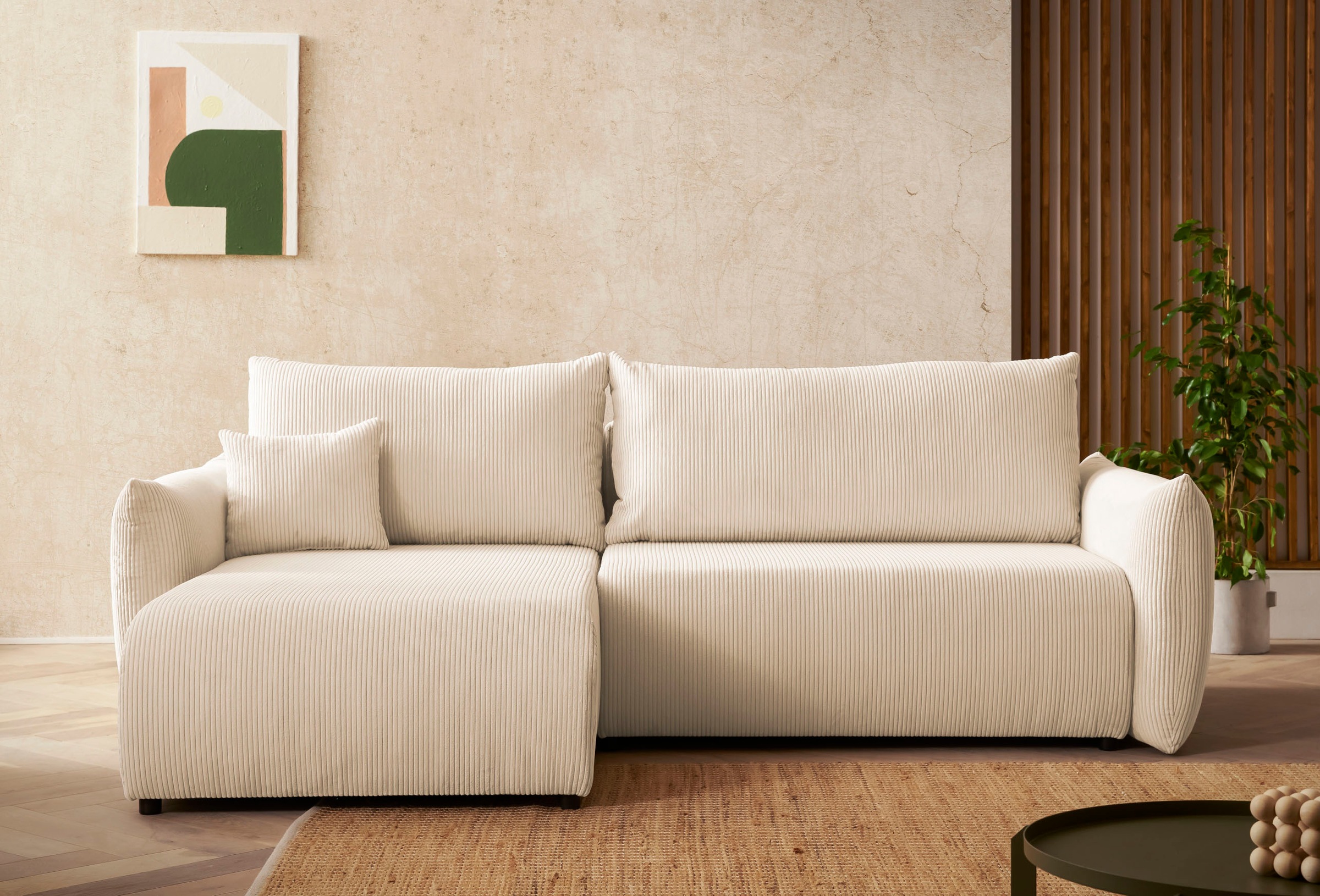 Home affaire Ecksofa "MAVAS Schlafsofa mit Bettkasten, L-Form," ca.257/127c günstig online kaufen