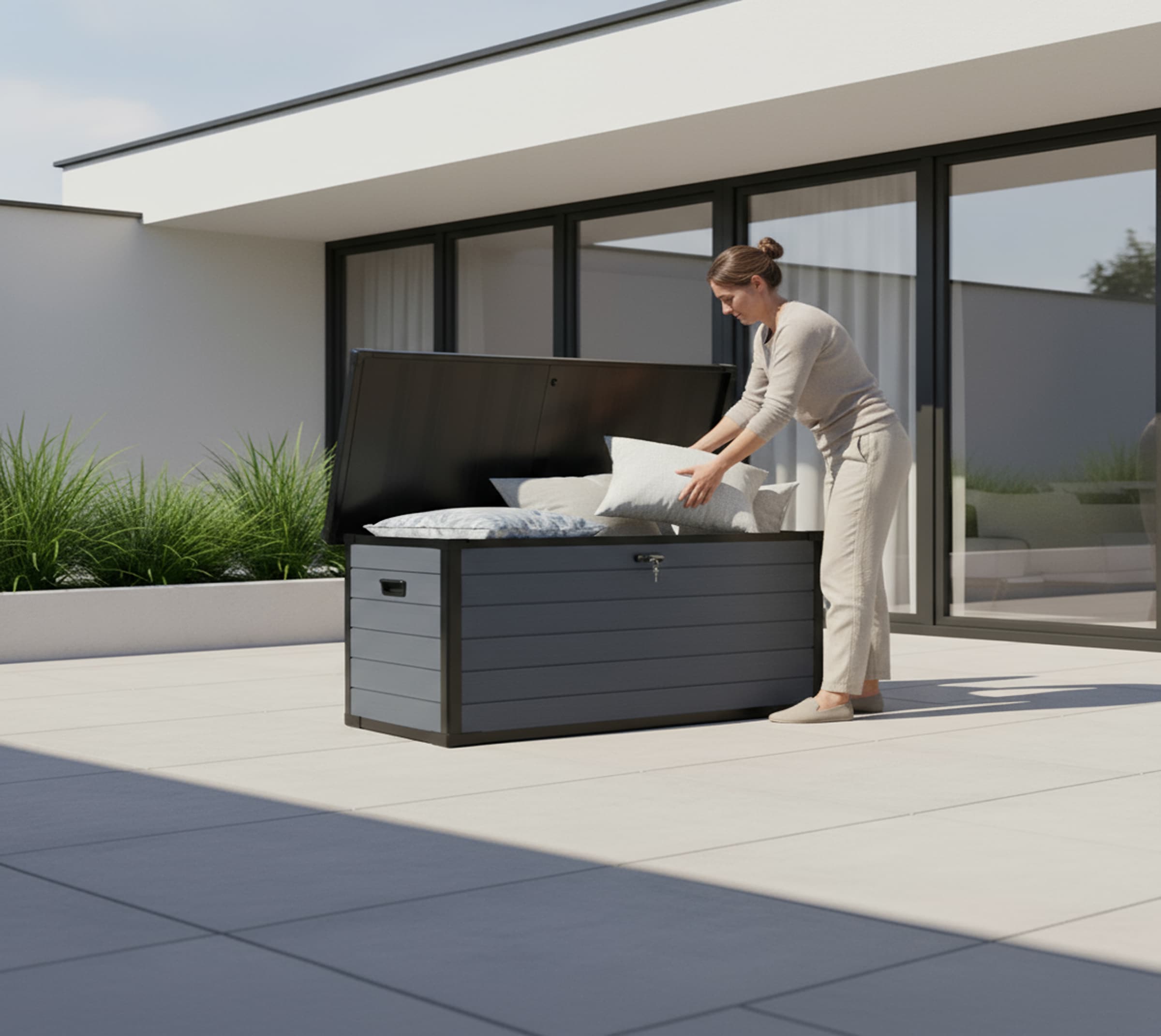 WESTMANN Mülltonnenbox »Pedura 5, 5x 240l, Anthrazit« Mit Fußpedal zum Öffnen