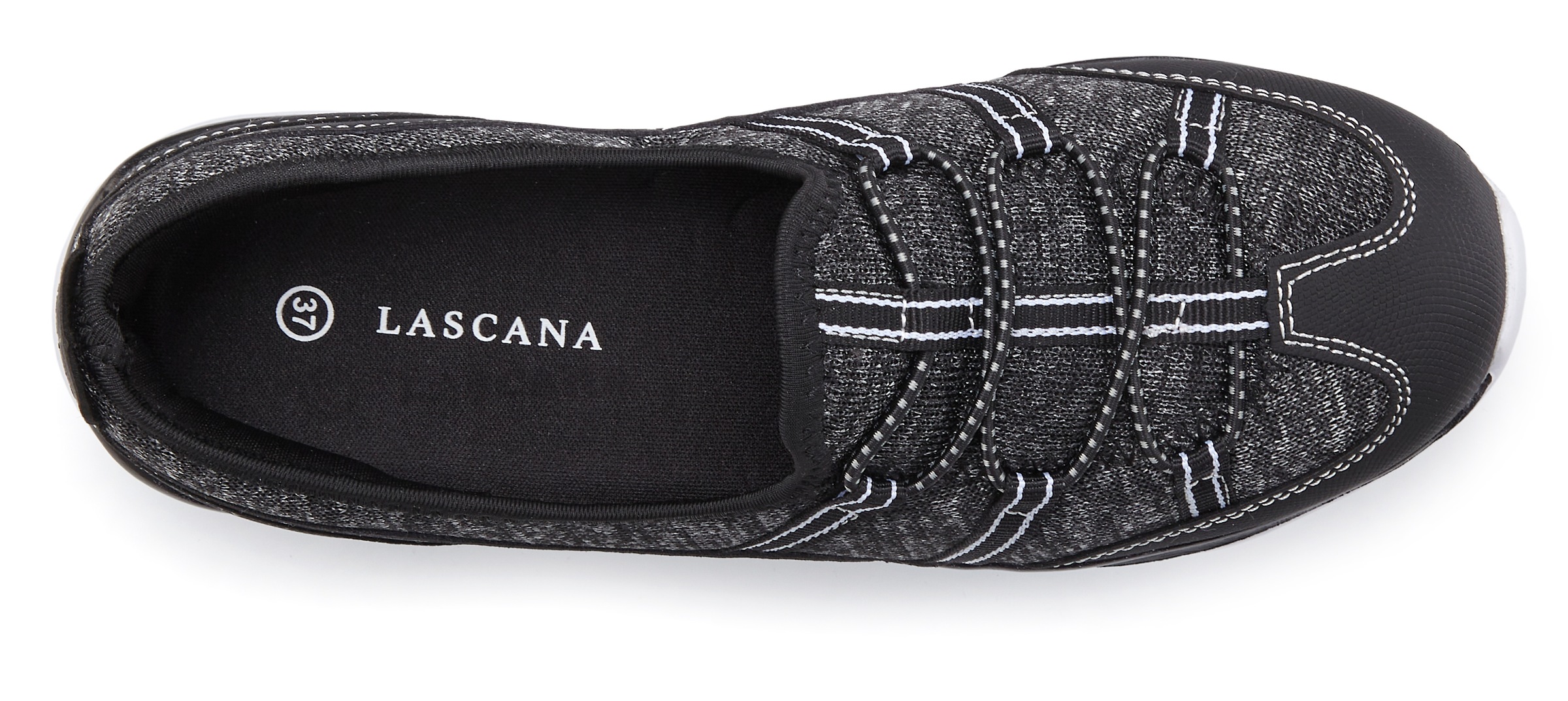 Thumbnail - LASCANA Sneaker "Halbschuh, Freizeitschuh, Slipper," zum Reinschlüpfen mit elastischen Schnürbändern VEGAN