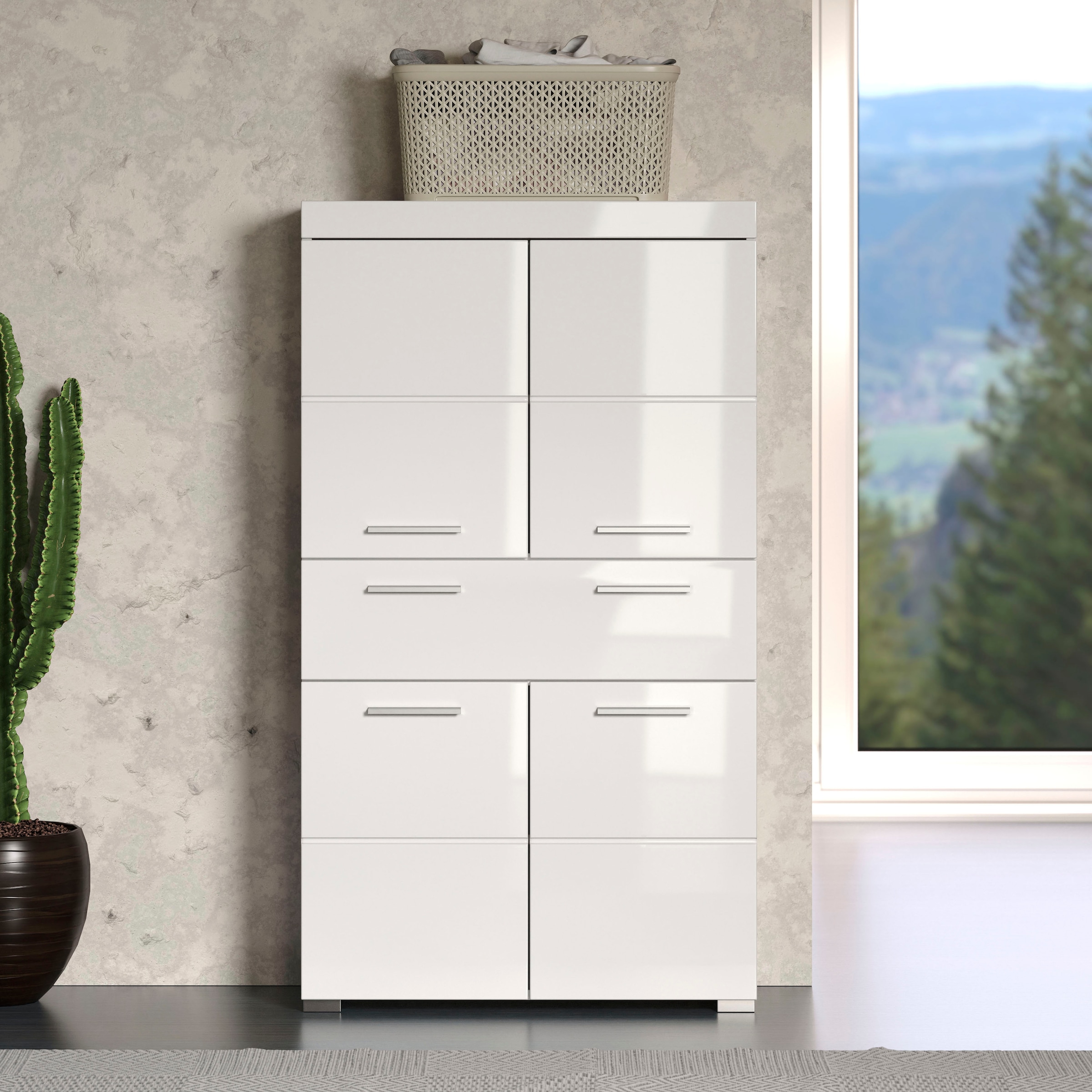 INOSIGN Midischrank »Avena«, Badschrank mit einer Schublade und 4 Türen - Maße (B/T/H) 73/31/130 cm