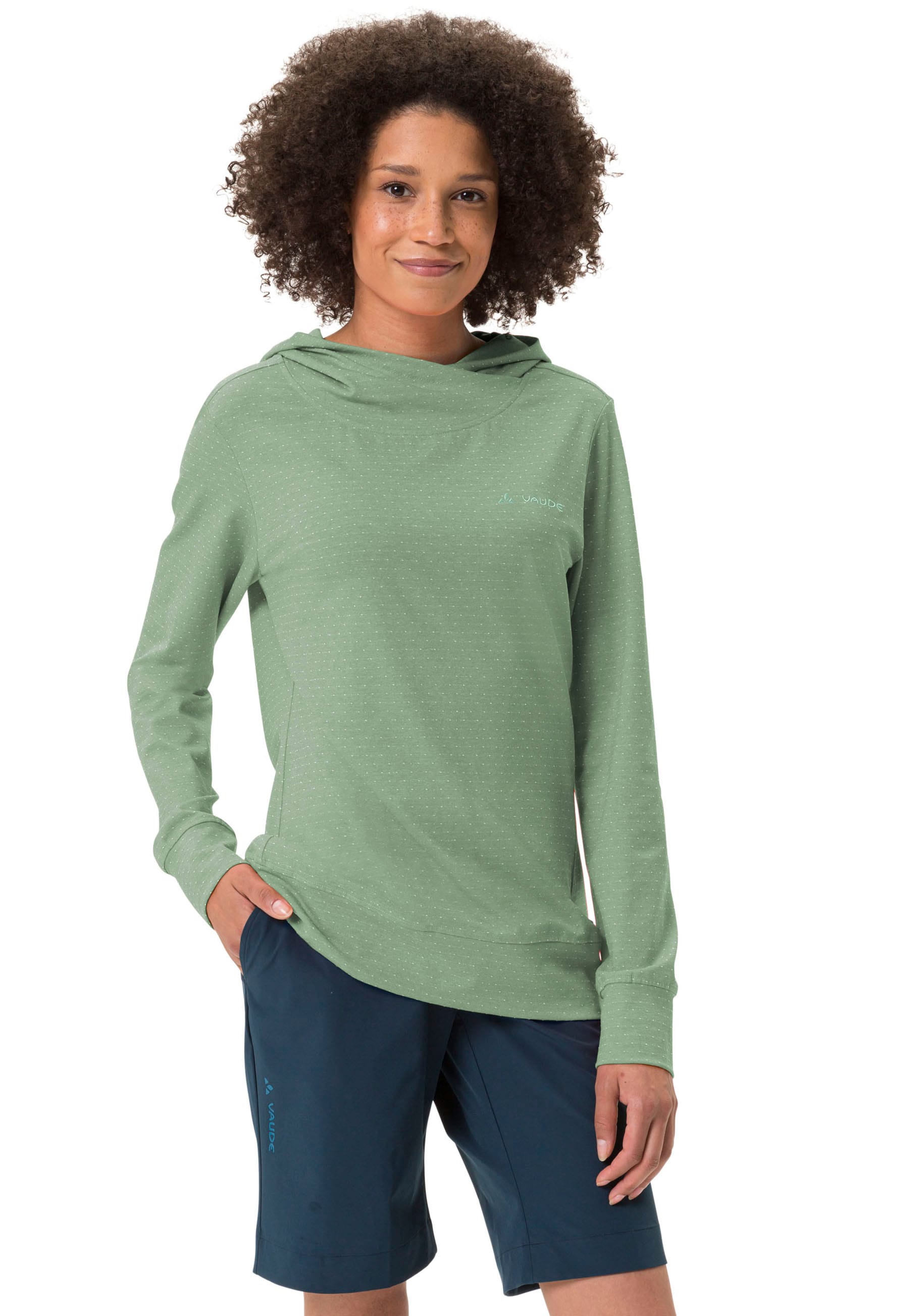 VAUDE Kapuzensweatshirt »WOMEN'S TUENNO PULLOVER«, (1 tlg.), Logoprägung auf dem Arm