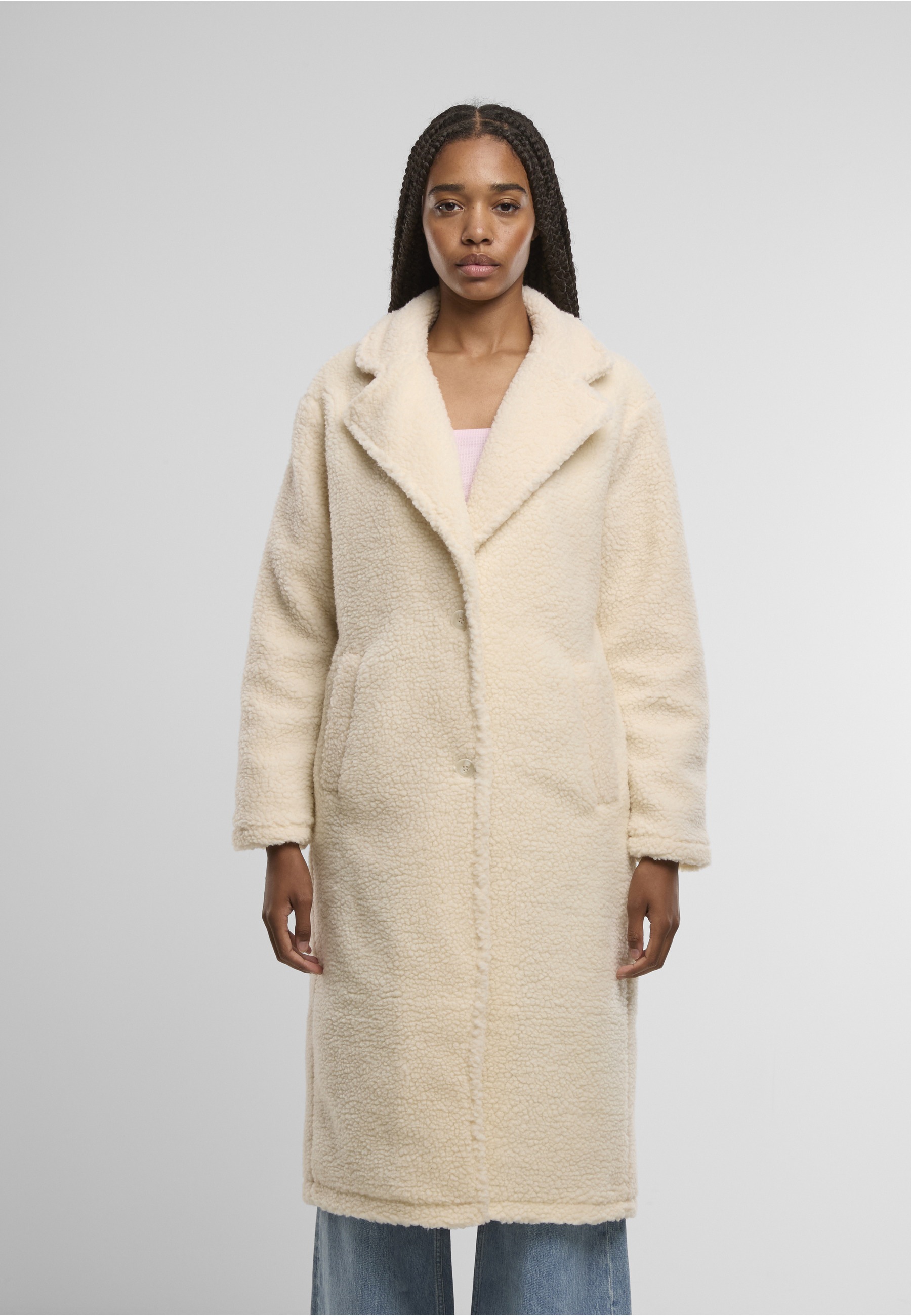 URBAN CLASSICS Winterjacke "Urban Classics Ladies Teddy Long Coat" 1 Stk. t günstig online kaufen