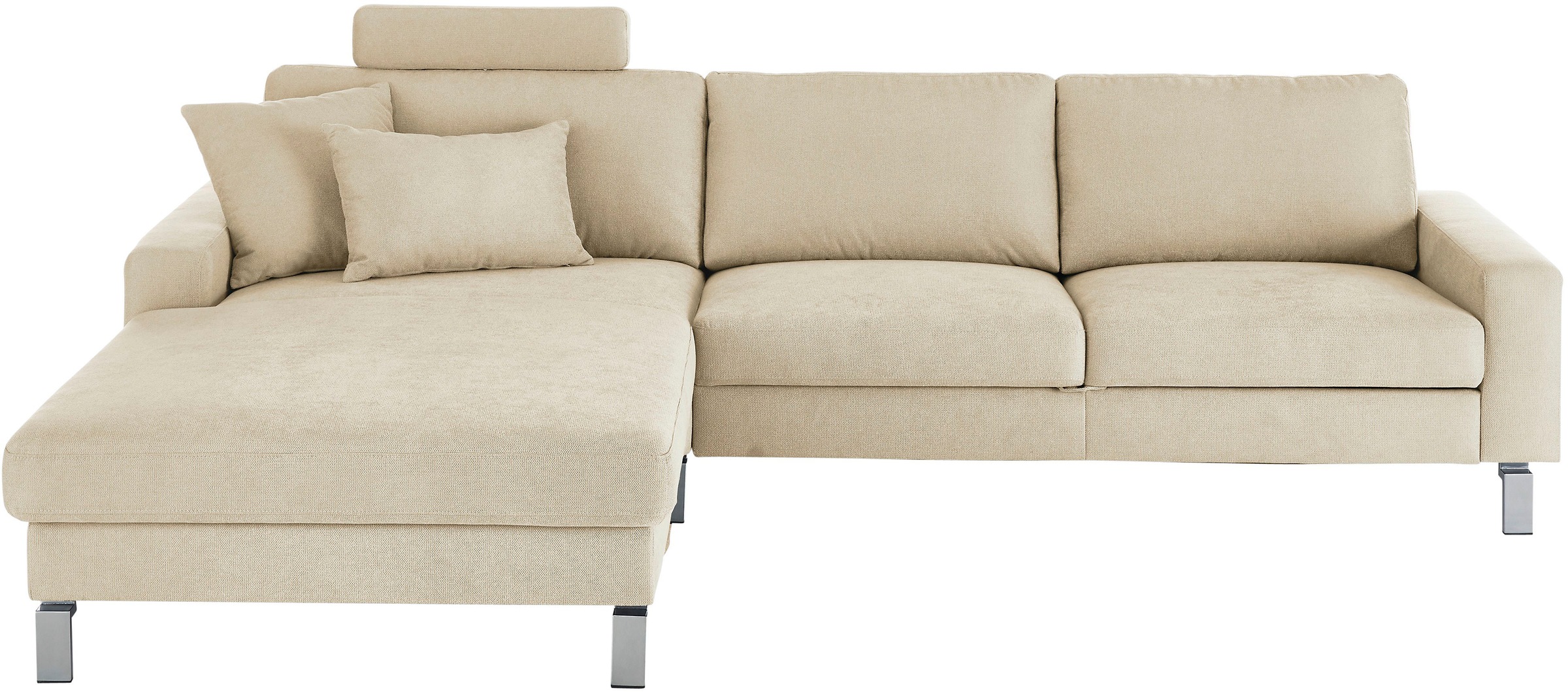 3C Candy Ecksofa »Lecce, wahlweise PUR-Schaumstoff oder Tonnentaschenfederkern«, Bett im 2,5-Sitzer, teilmotorische Schlaffunktion im Longchair, L-Form