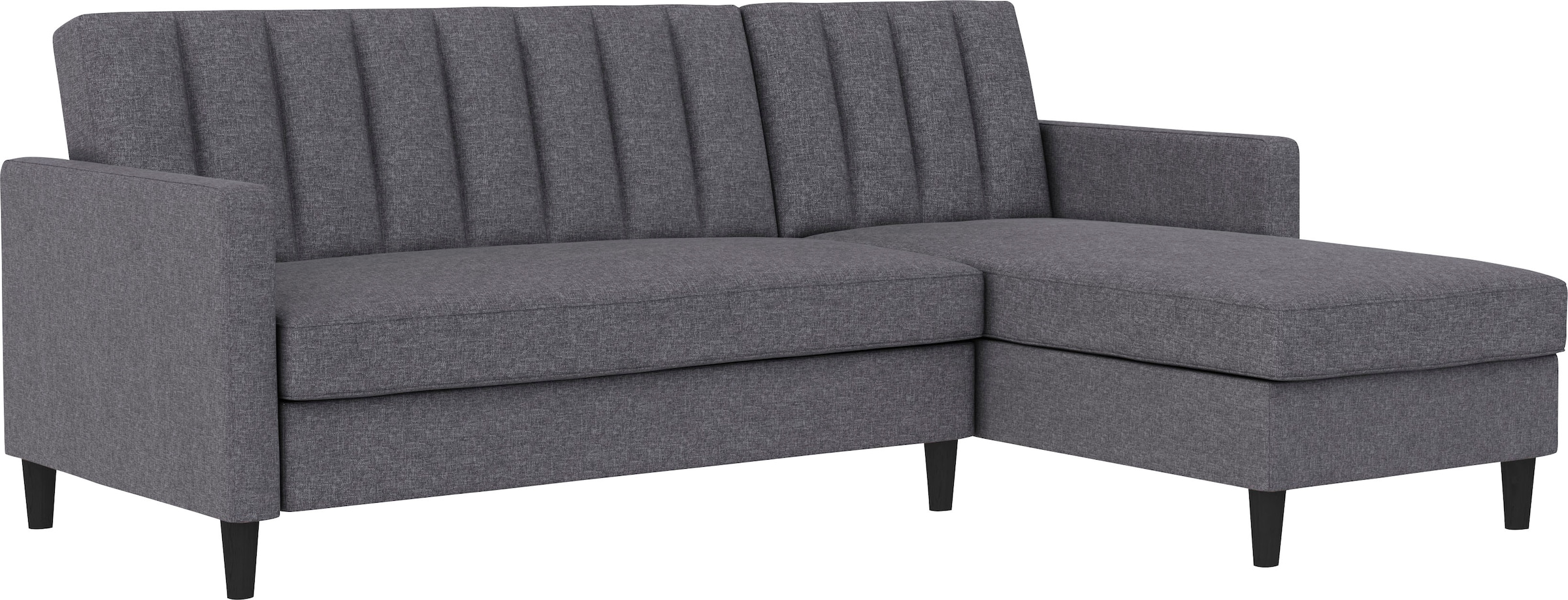 Dorel Home Ecksofa mit Schlafffunktion, Recamiere mit Stauraum beidseitig montierbar, Rückenlehne 2-teilig und 3-fach verstellbar