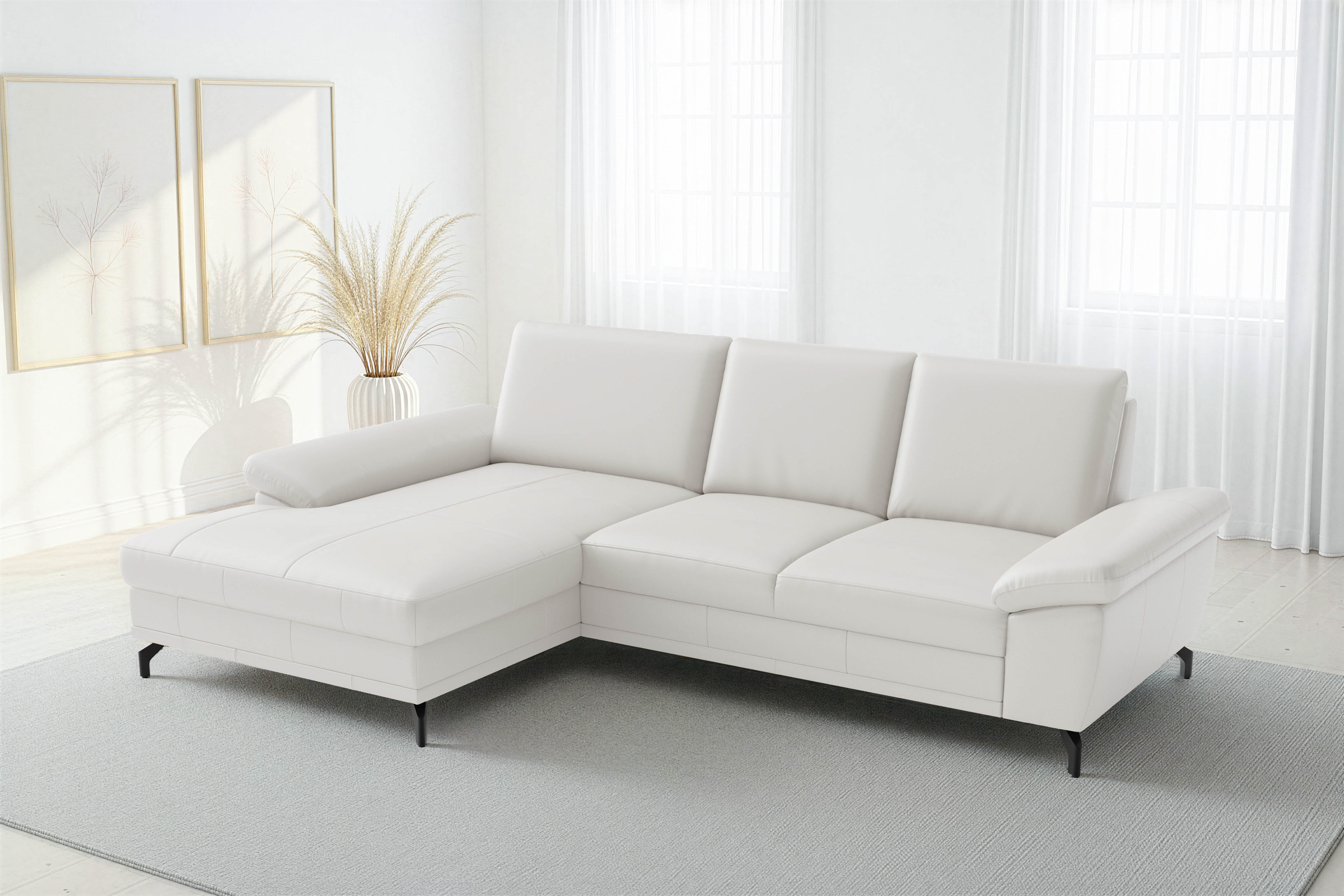 sit&more Ecksofa "Chelsea L-Form, B: 264 cm, Leder, inkl. Sitztiefen-&Armteilverstellung" optional mit Schlaffunktion und Bettkasten
