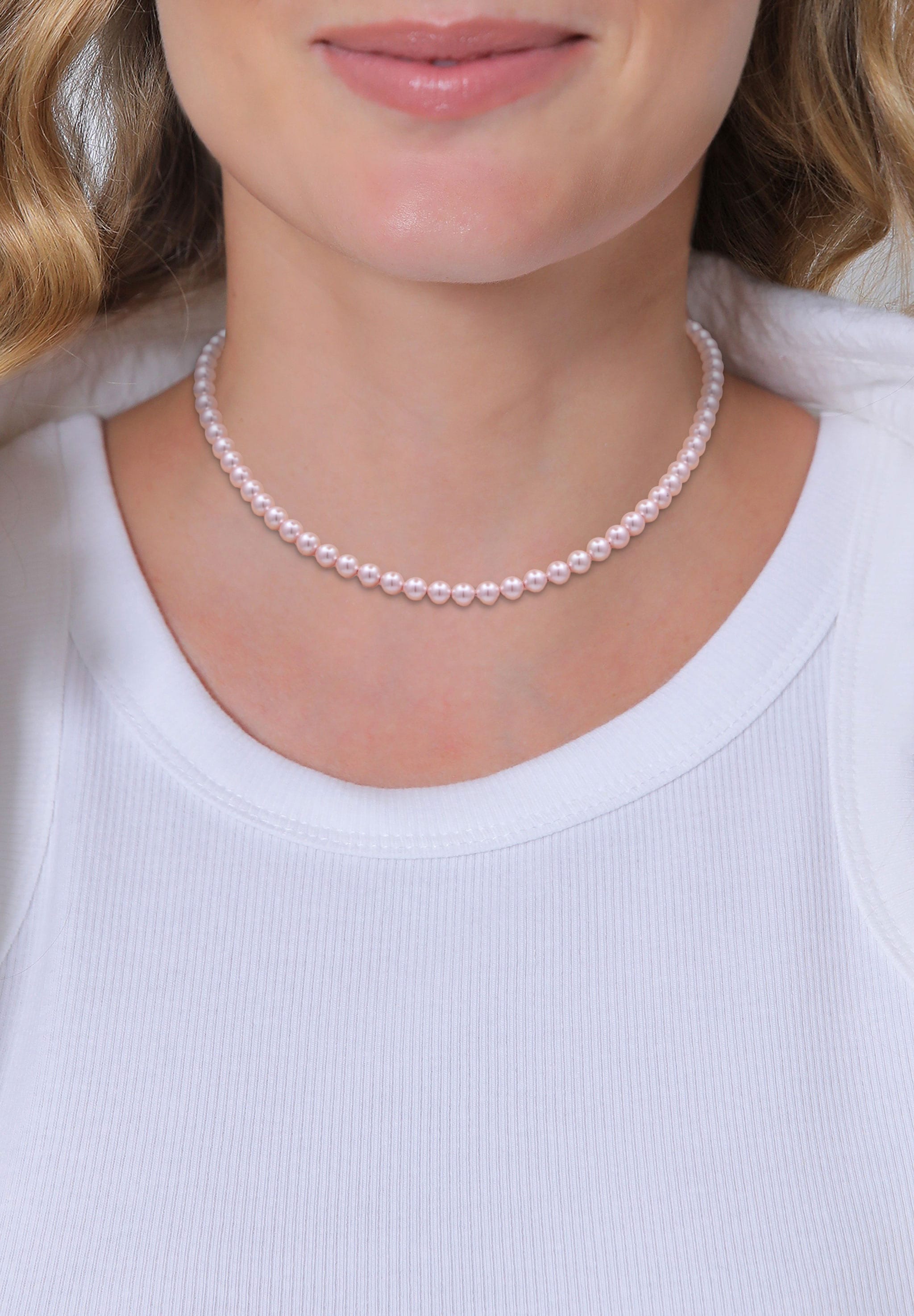 Nenalina Silberkette »Halskette Perlen von Swarovski® Rosa 925 Sterling Silber«