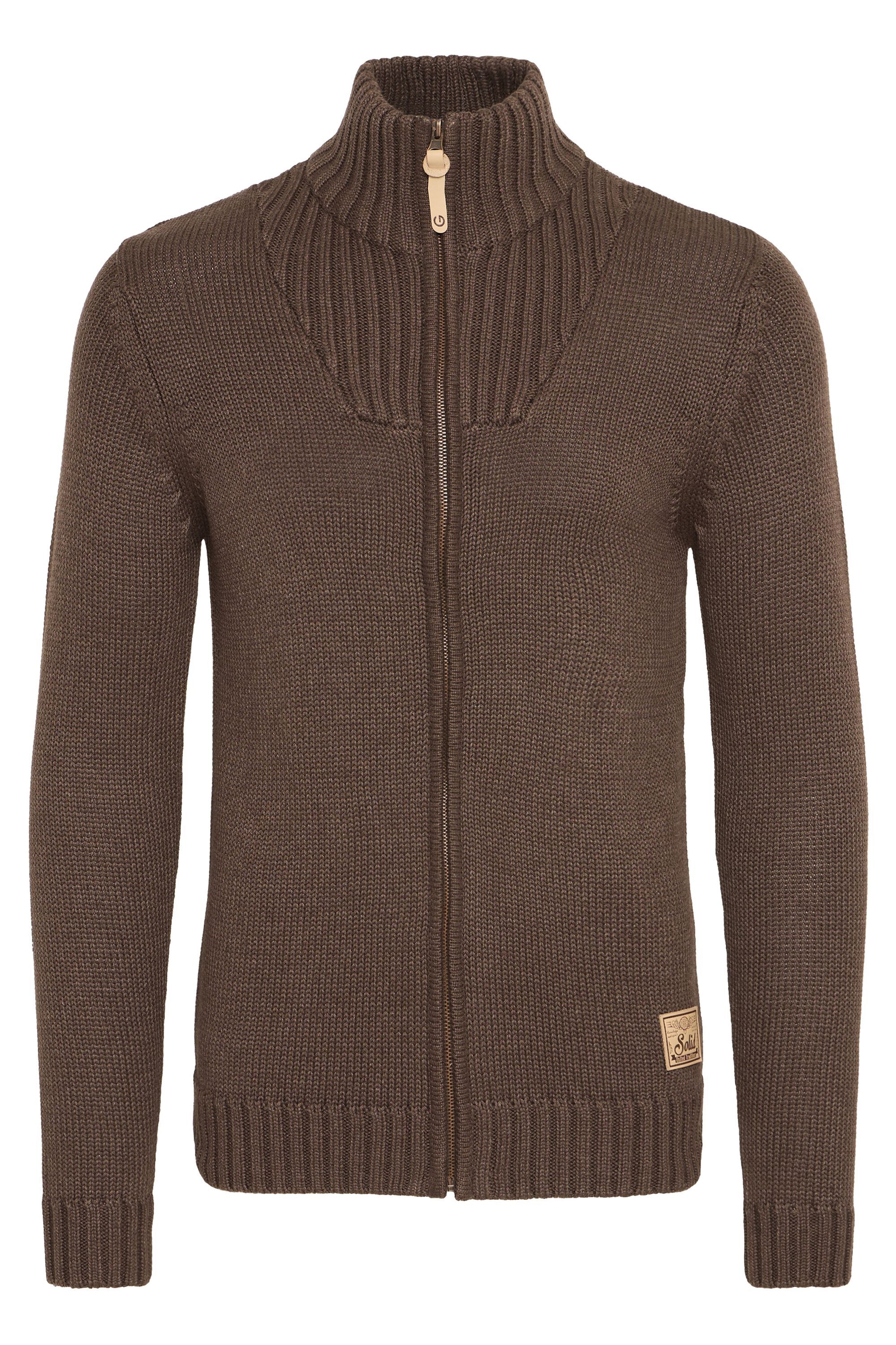 SOLID Herren Strickjacke "Strickjacke SDPoul", braun, Gr. M, Obermaterial: 50% Baumwolle CO. 50% Polyacryl PAN., Strickjacken