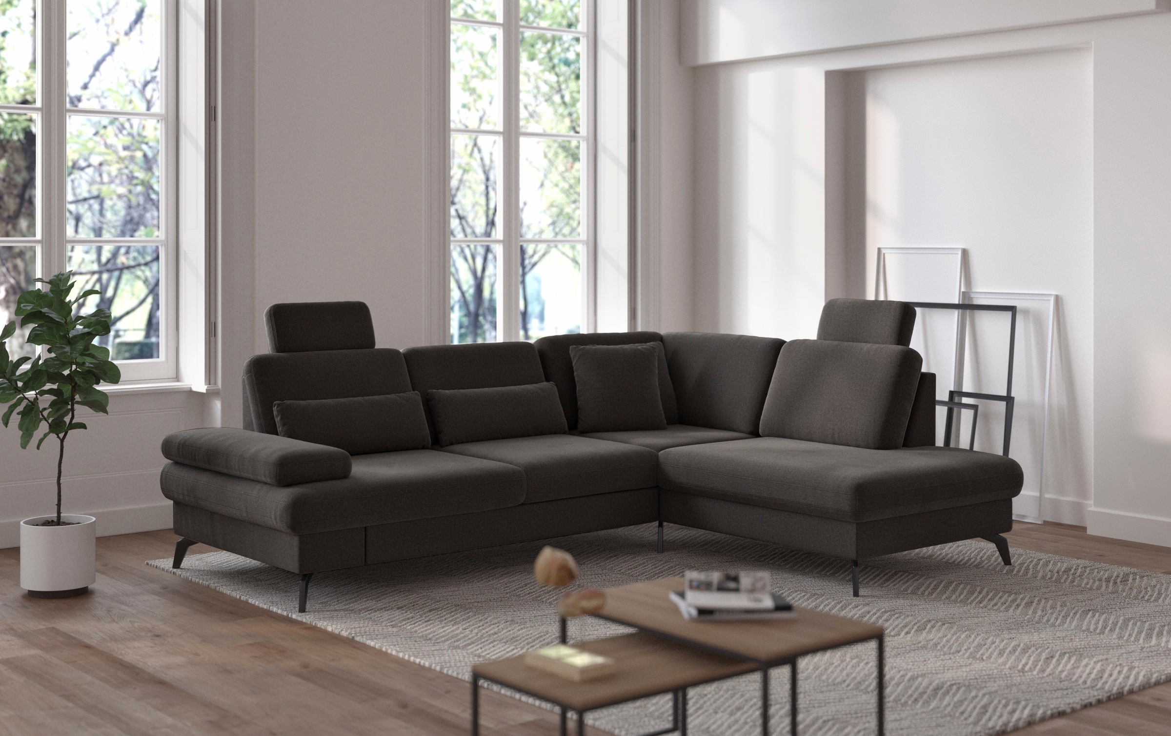 sit&more Ecksofa »Morris L-Form, inkl. Sitztiefenverstellung«, wahlweise mit Armteilverstellung, Bettfunktion & Bettkasten