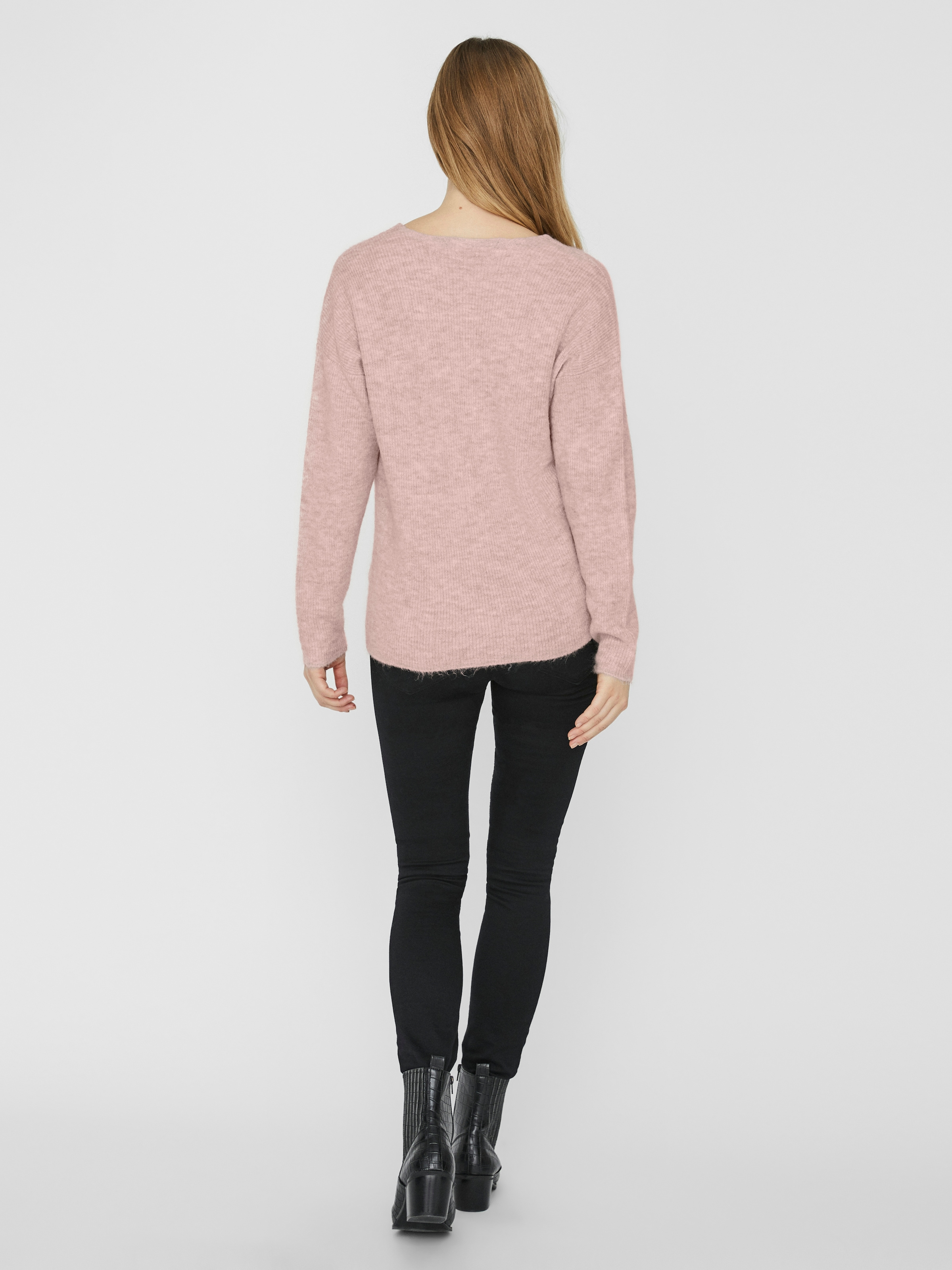 Vero Moda V-Ausschnitt-Pullover »VMCREWLEFILE LS V-NECK BLOUSE NOOS« Materialmix, loose fit