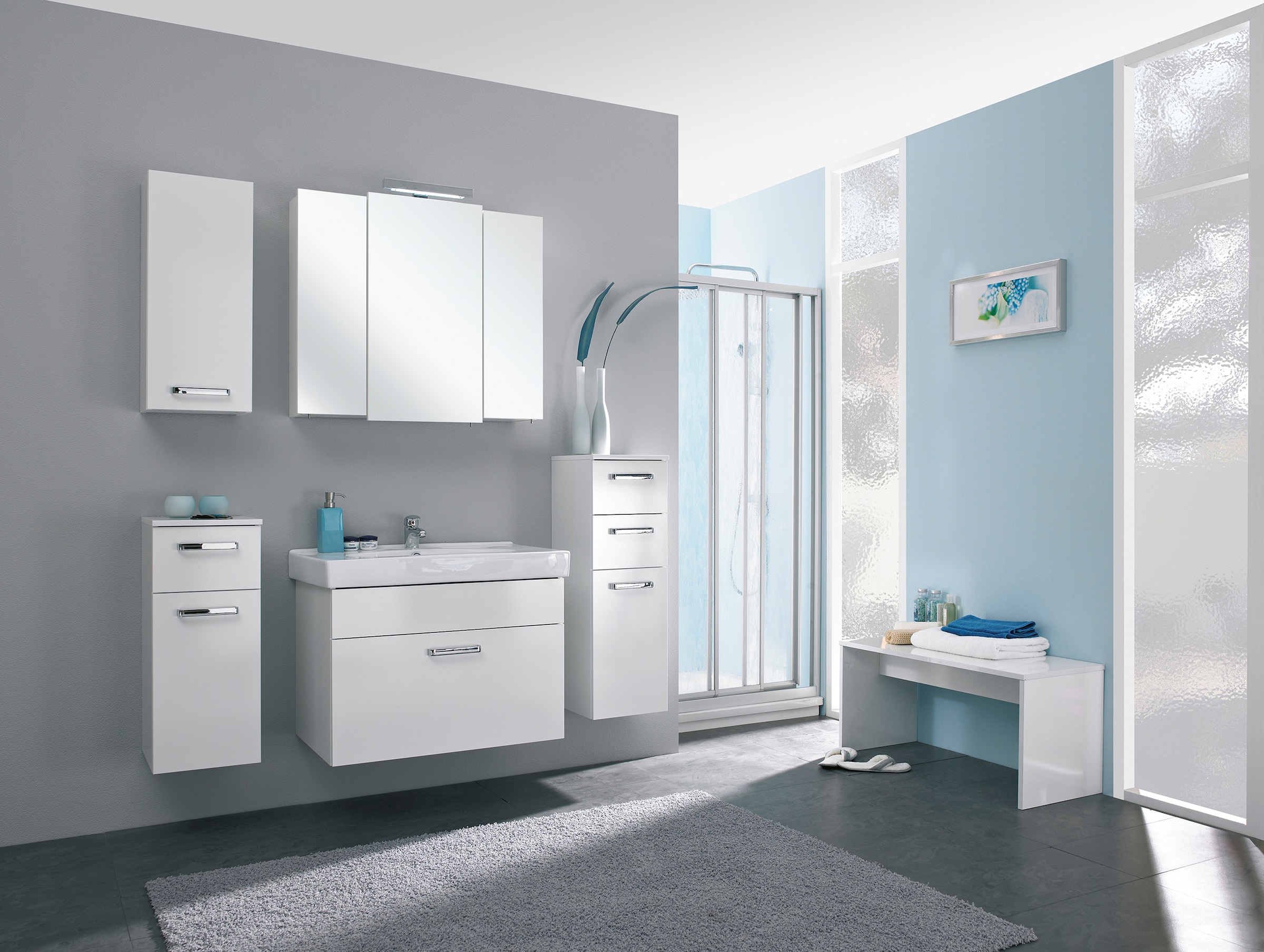 Saphir Badmöbel-Set "Quickset 312 5-teilig, Keramik-Waschtisch und LED-Spie günstig online kaufen