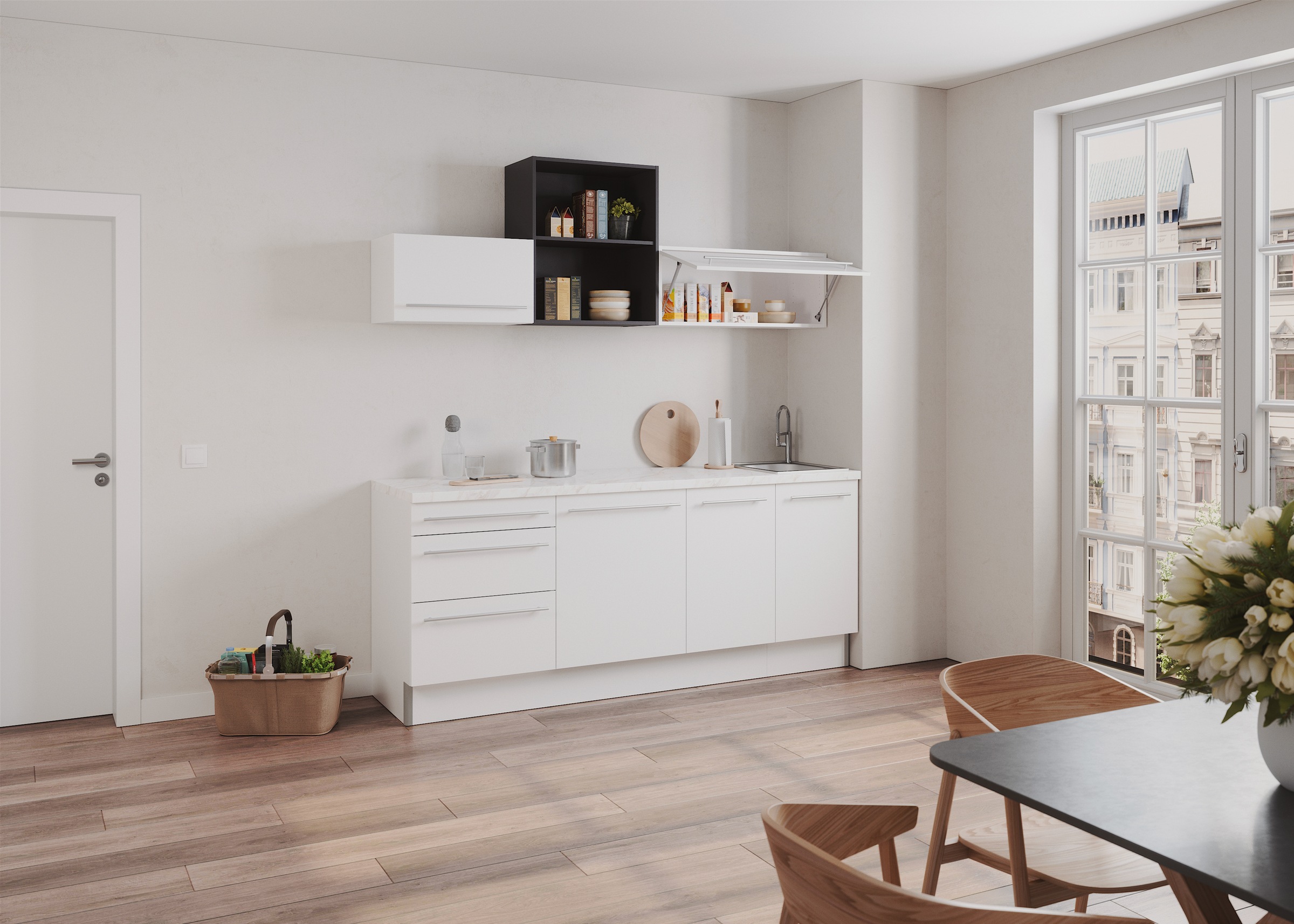 OPTIFIT Küche »Bern2«, Breite 210 cm, wahlweise mit E-Geräten, mit Regal