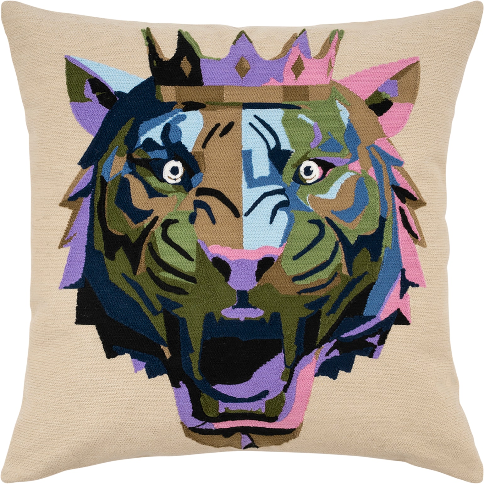 PAD Dekokissen "LION" Hochwertige Stickerei mit beeindruckender Detailtiefe