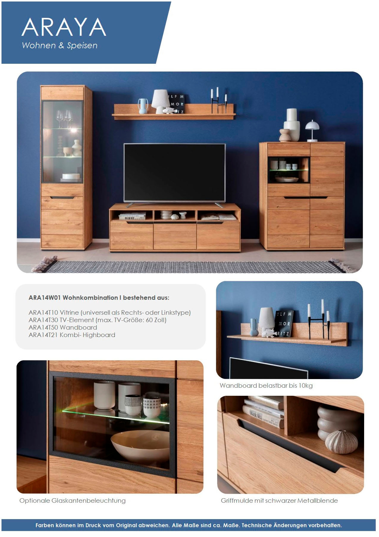 MCA living TV-Board »Araya Lowboard«, (1 St.), Schubkasten gedämpft