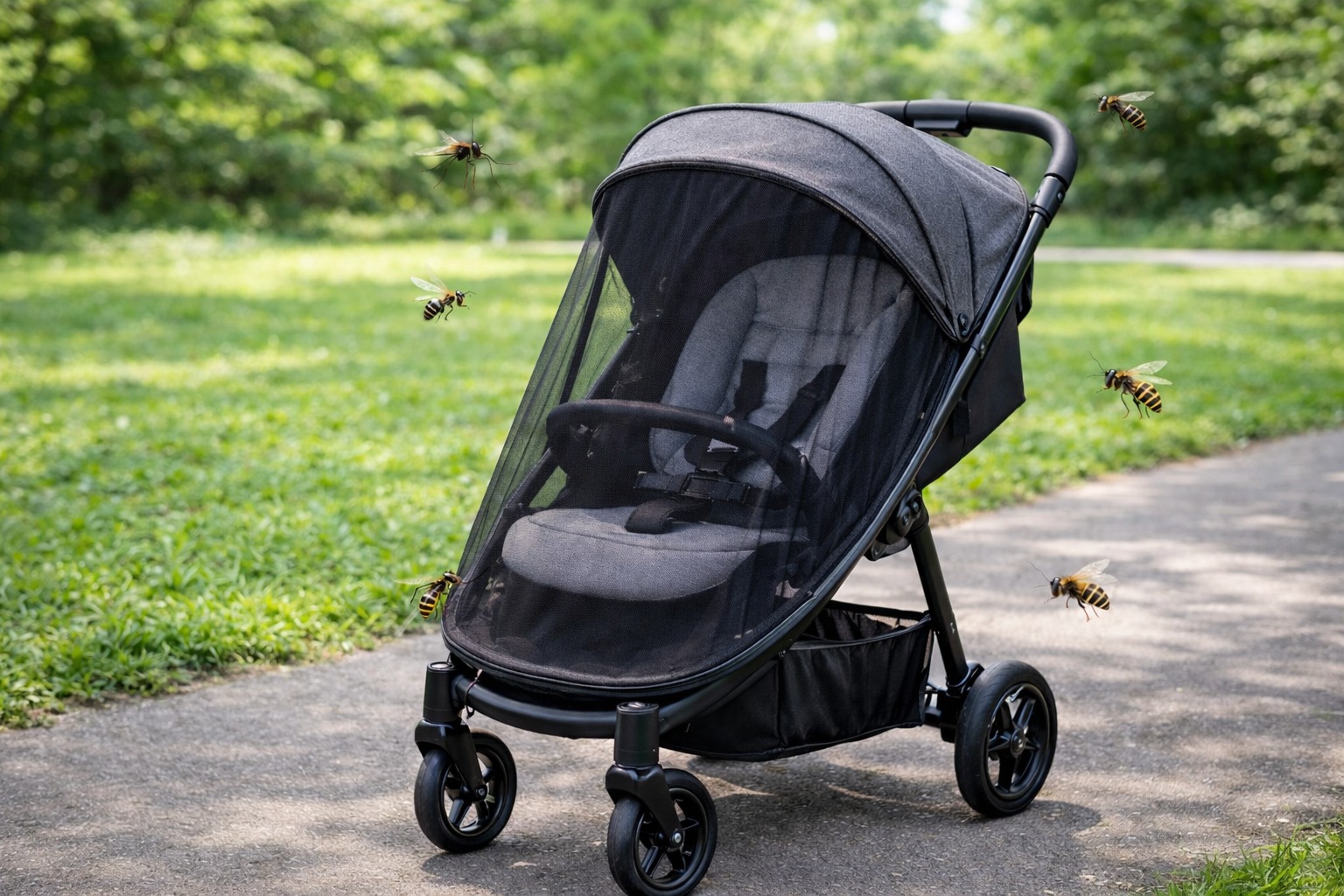 SCHELLENBERG Kinderwagen-Insektenschutz », Moskitonetz« 1 Stk. tlg. Fliegengitter-Gewebe mit Gummizug, 130x70x33cm, anthrazit