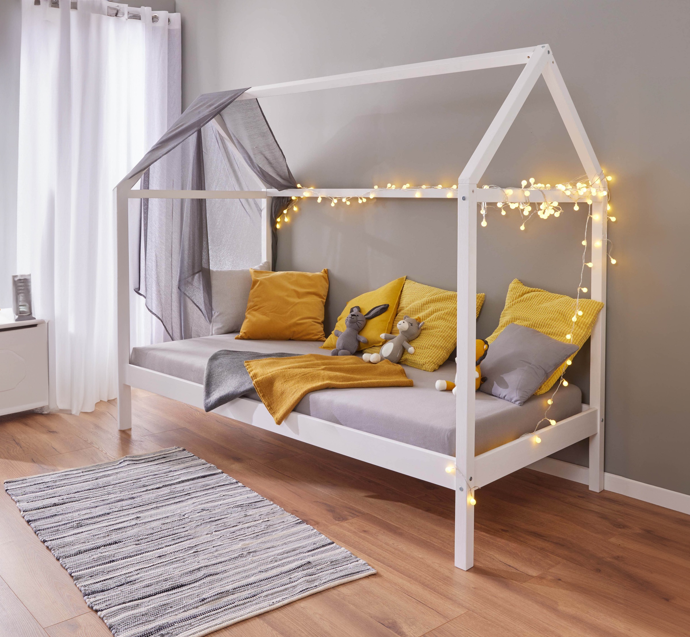 Lit Enfant Cabane "Sunny" 90x200cm Blanc