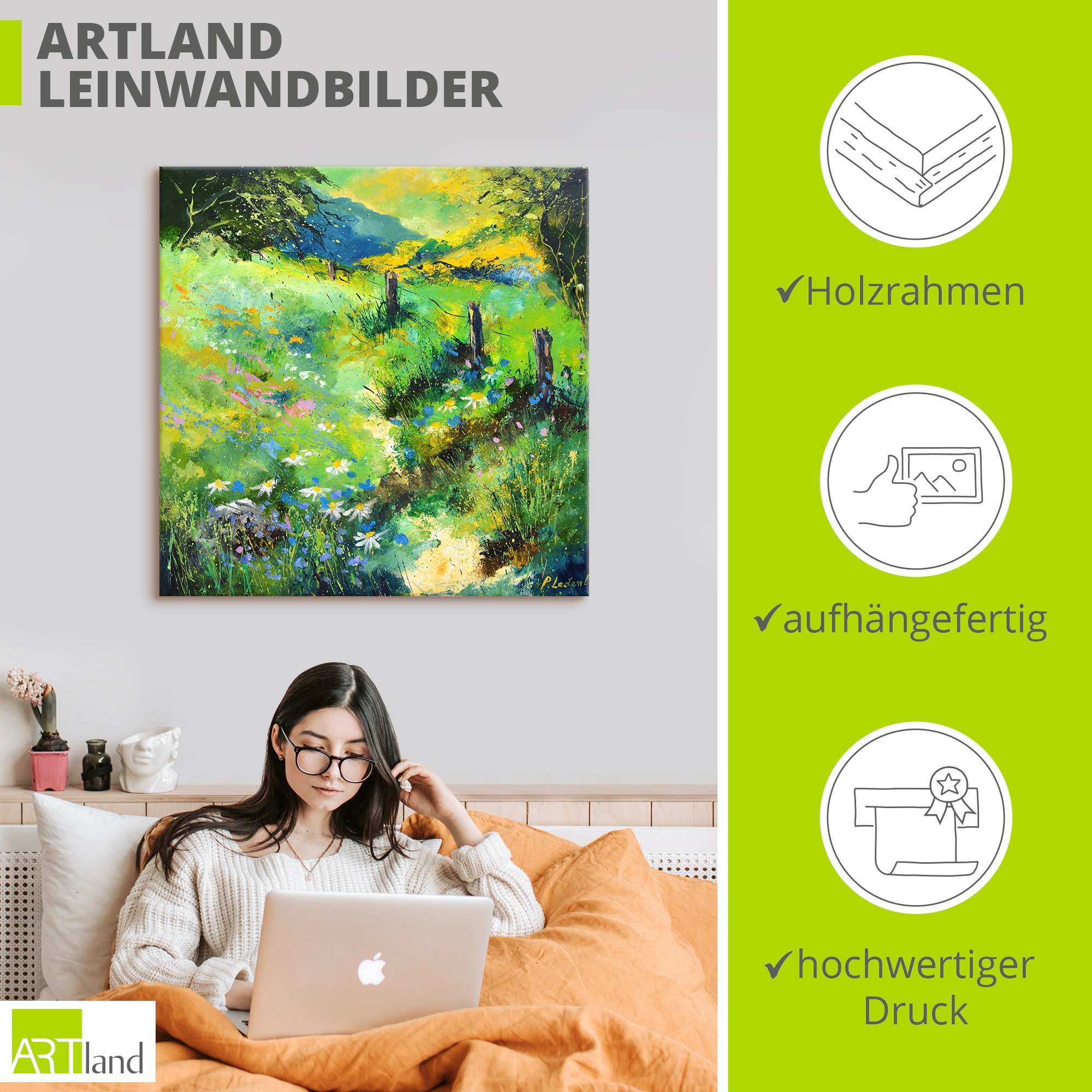 Artland Wandbild »Green field« Wiesen & Baumbilder 1 Stk. tlg. als Alubild, Leinwandbild, Poster, Wandaufkleber in verschied. Größen