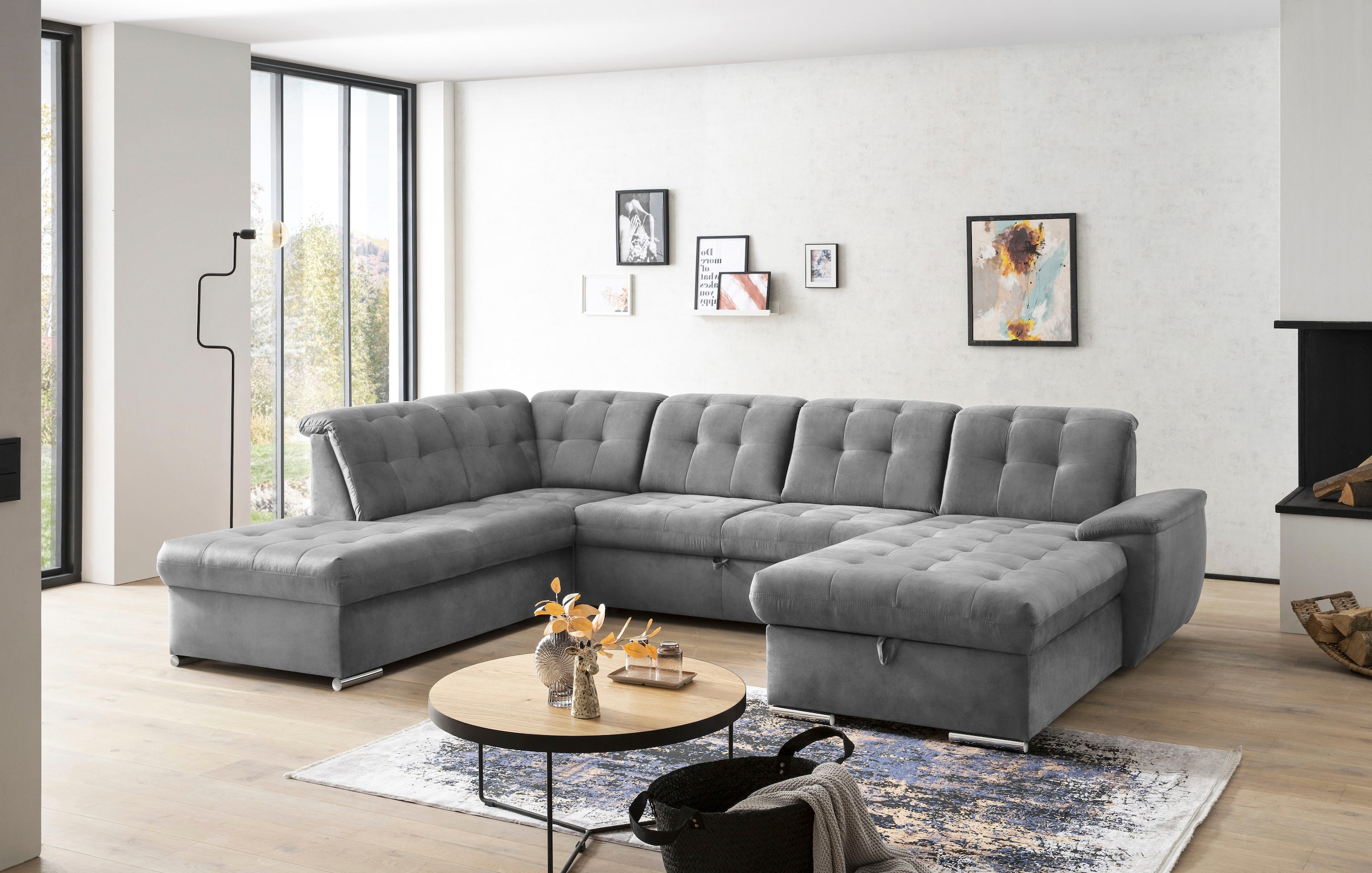 exxpo - sofa fashion Wohnlandschaft "Durango, aufwendige Sitz- und Rückenverarbeitung, bequem, U-Form" inkl. Kopfteilverstellung, wahlweise mit Bettfunktion und Bettkasten