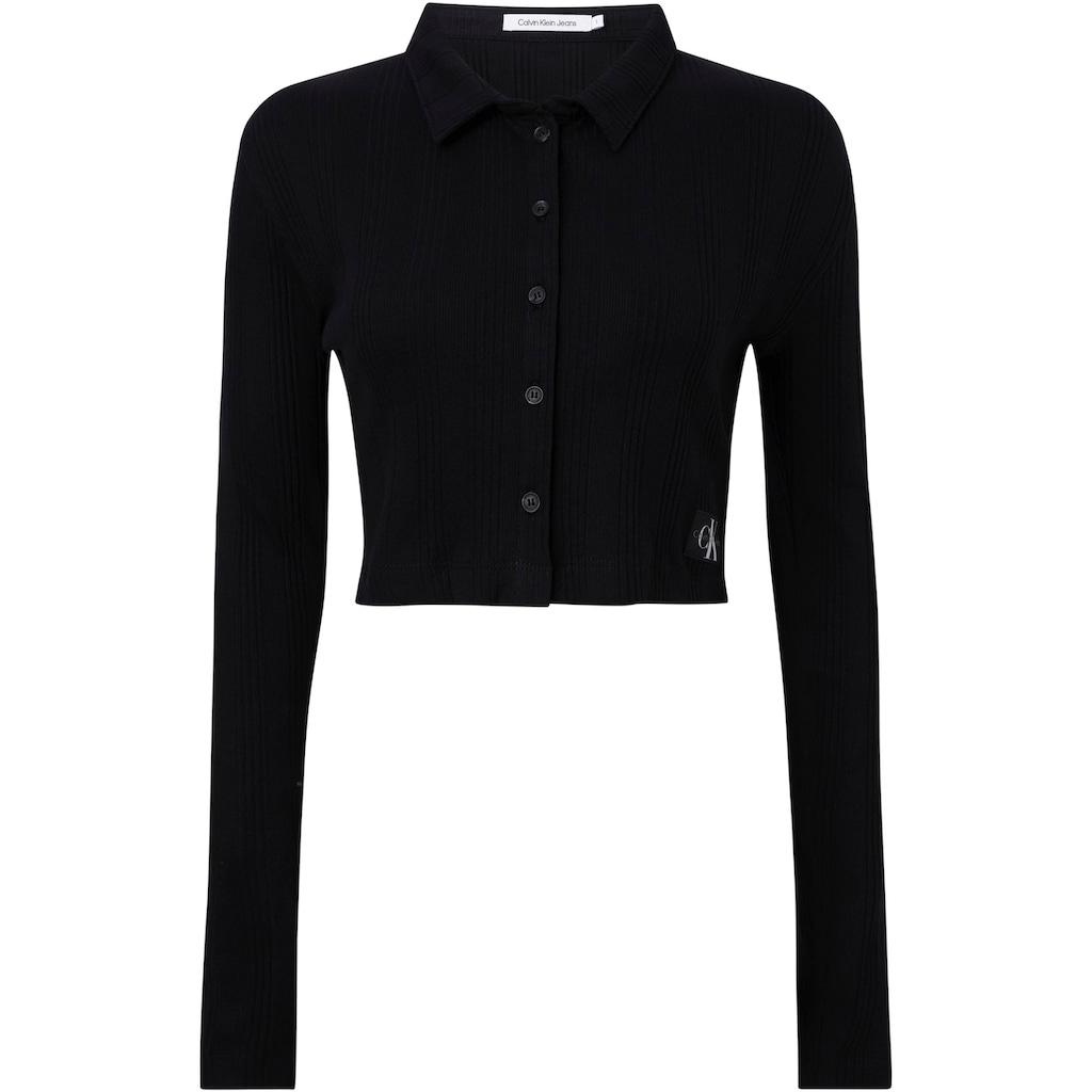 Calvin Klein Jeans Strickjacke »BADGE ELONGATED RIB SHIRT«