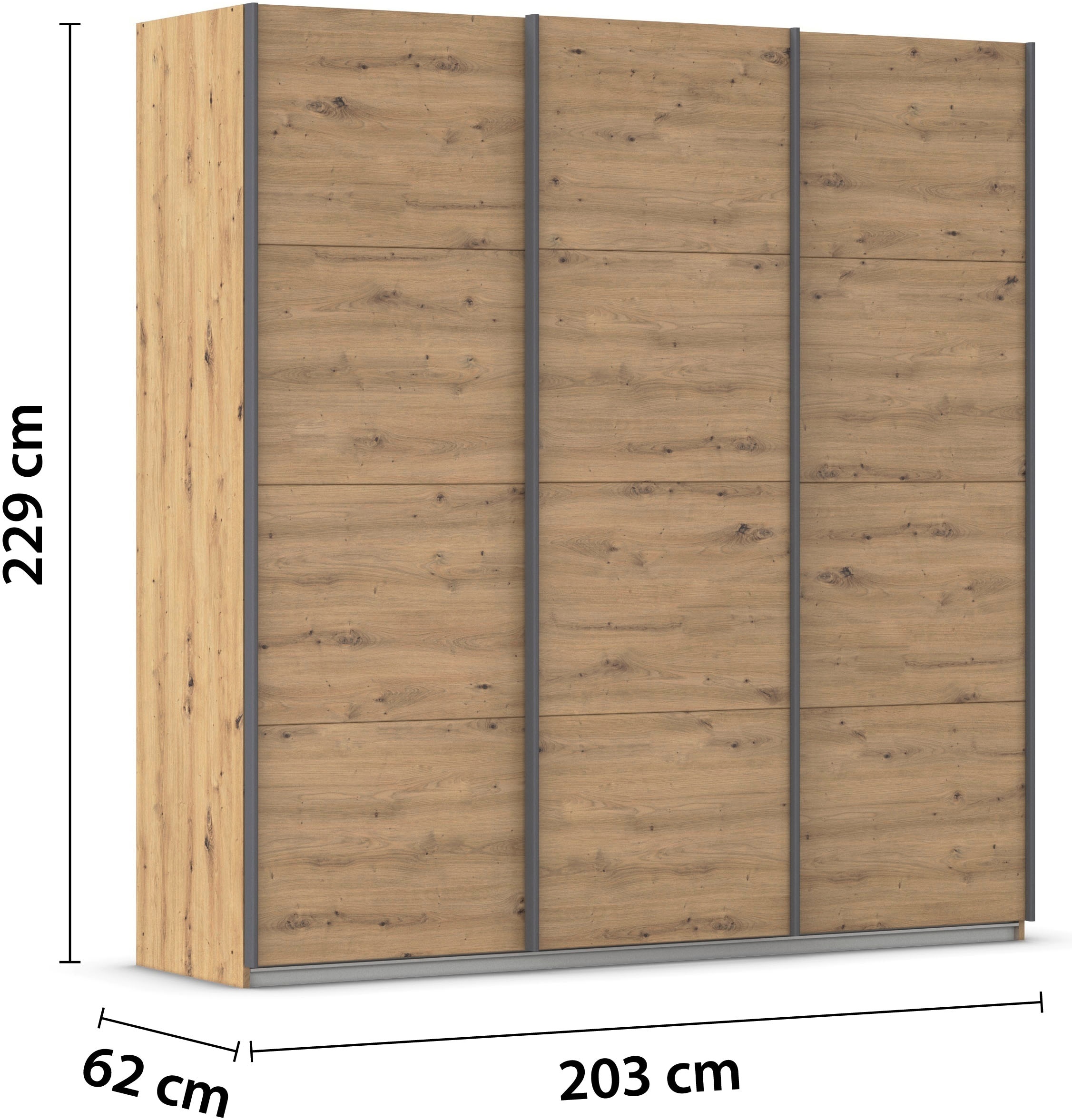 rauch Schwebetürenschrank »Kleiderschrank Schrank Garderobe AGORDO mit Dekor- oder Hochglanzfront«, (in zwei Griff-Farben), durchdachte Innenausstattung, in 4 Breiten und 2 Höhen MADE IN GERMANY