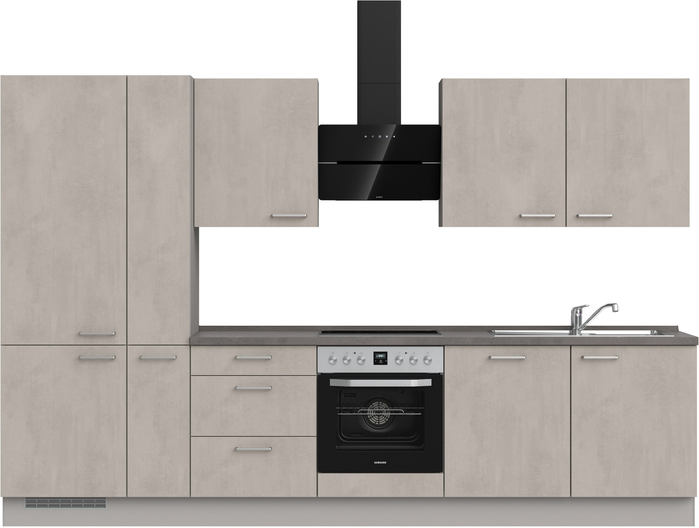 nobilia® Küchenzeile »"Riva II", NEU: individuell anpassbar mit gratis Profi-Beratung« vormontiert, Breite 330 cm, Ausrichtung wählbar, wahlw. mit E-Geräten