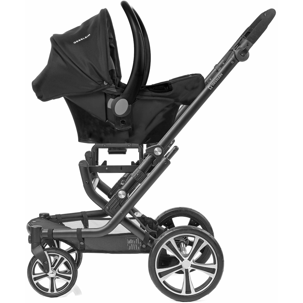 Gesslein Kombi-Kinderwagen »F10 Air+, eloxiert/tabak, grau meliert/Streifen«, mit Tragetasche C1 Lift; Design & Handarbeit aus Deutschland