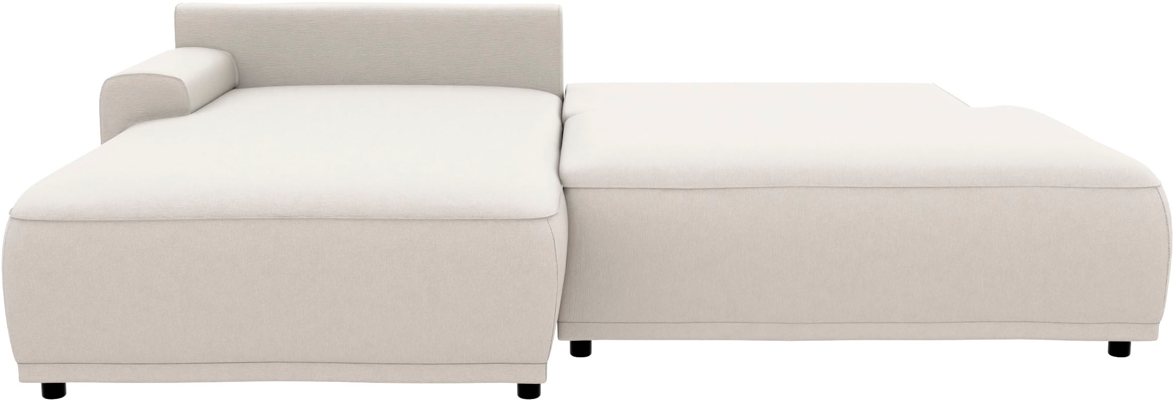 TRENDMANUFAKTUR Ecksofa »Fordon II, Schlafsofa mit Bettkasten, Couch in L-Form, Breite 250 cm«, in Struktur LUMOS, 3D-Effekt, sandgrau, Armlehne links