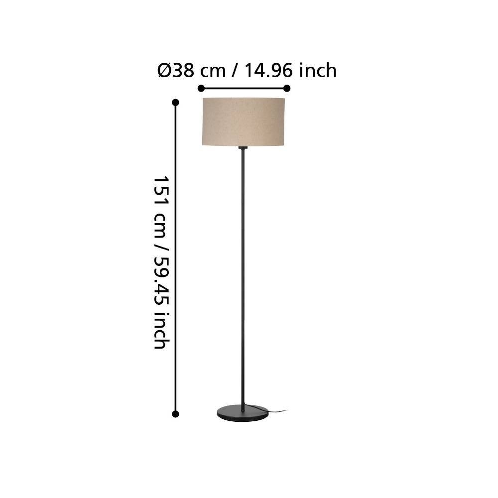 EGLO Stehlampe »FENIGLIA«, 1 flammig, Leuchtmittel E27 | ohne Leuchtmittel, Standleuchte, Metall in Schwarz, Leinen in Naturfarben, E27, 151 cm