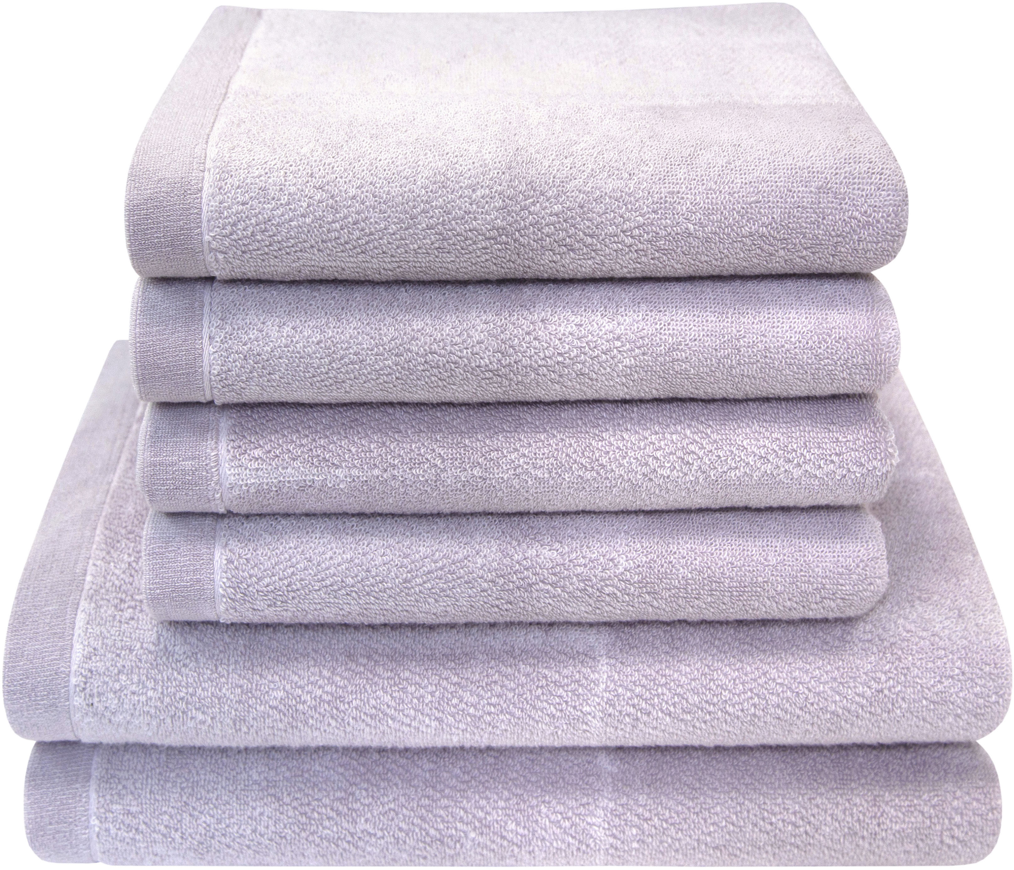 Handtuch Set DYCKHOFF, lila, Walkfrottier, Obermaterial: 100% Baumwolle, Handtuch-Sets, "Landscape", 4 Handtücher (50x100cm), 2 Duschtücher (70x140cm)