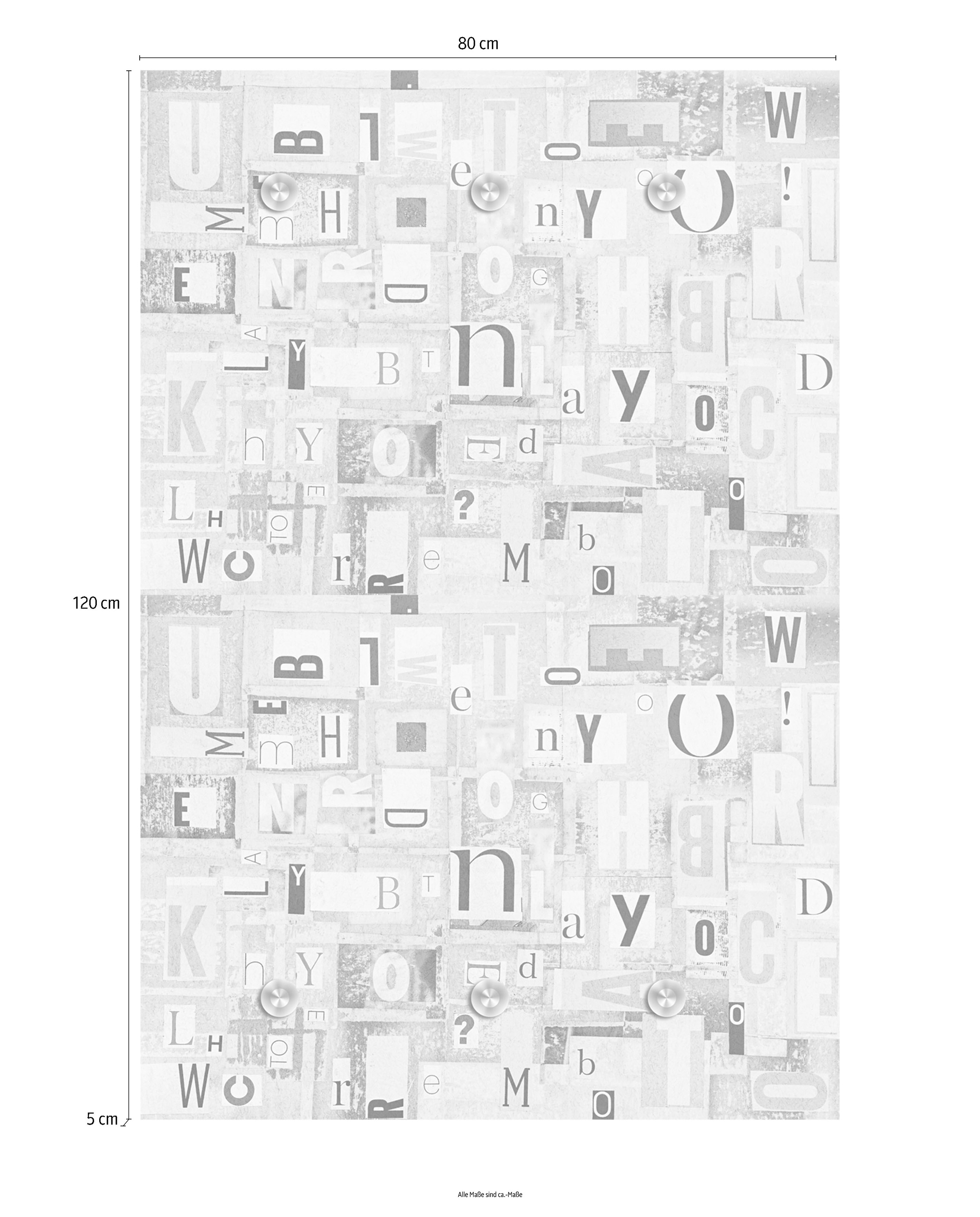 queence Garderobenleiste »Buchstaben«, mit 6 Haken, 80 x 120 cm