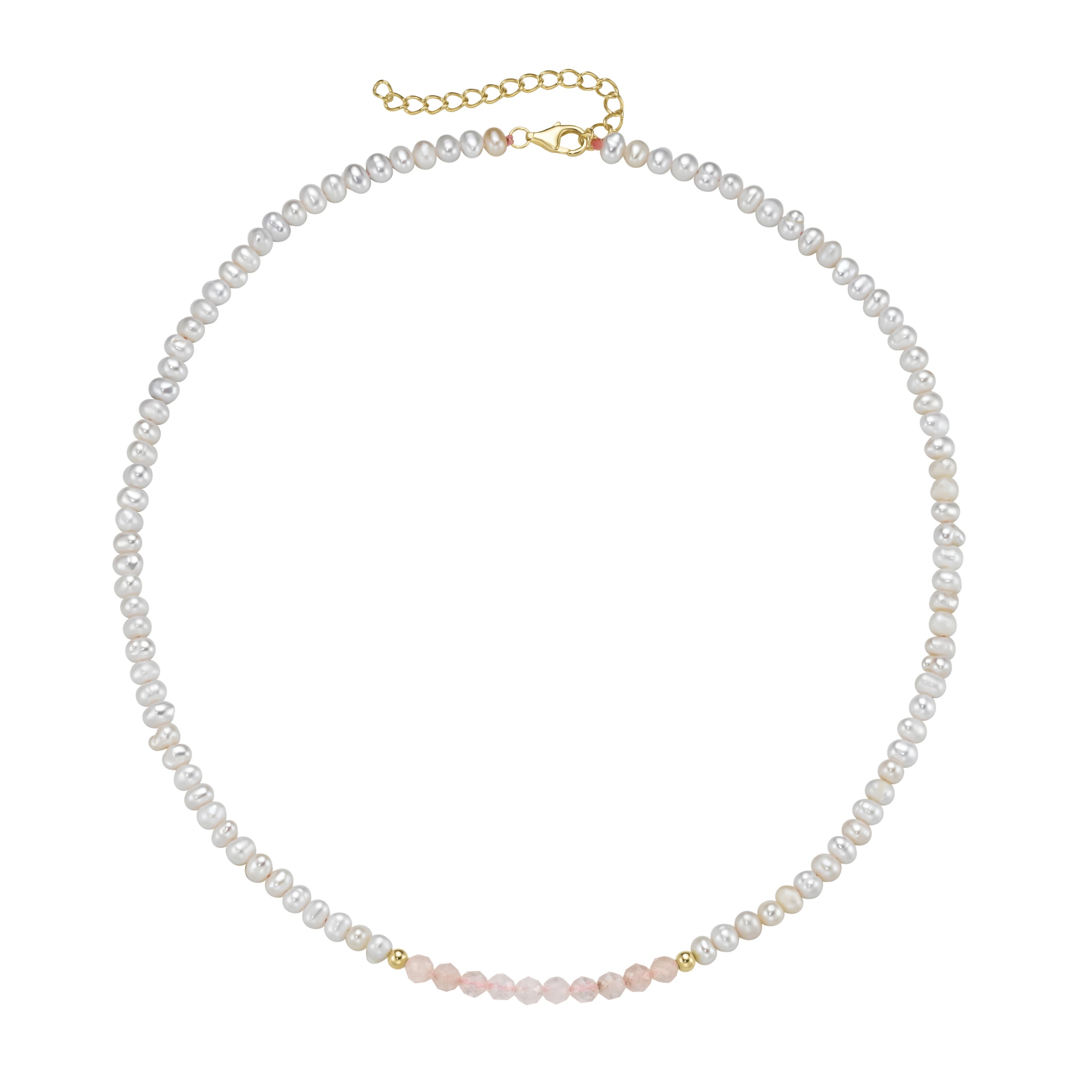 Smart Jewel Collier »mit Süßwasser-Perlen und Rosenquarz-Kugeln, Silber 925«