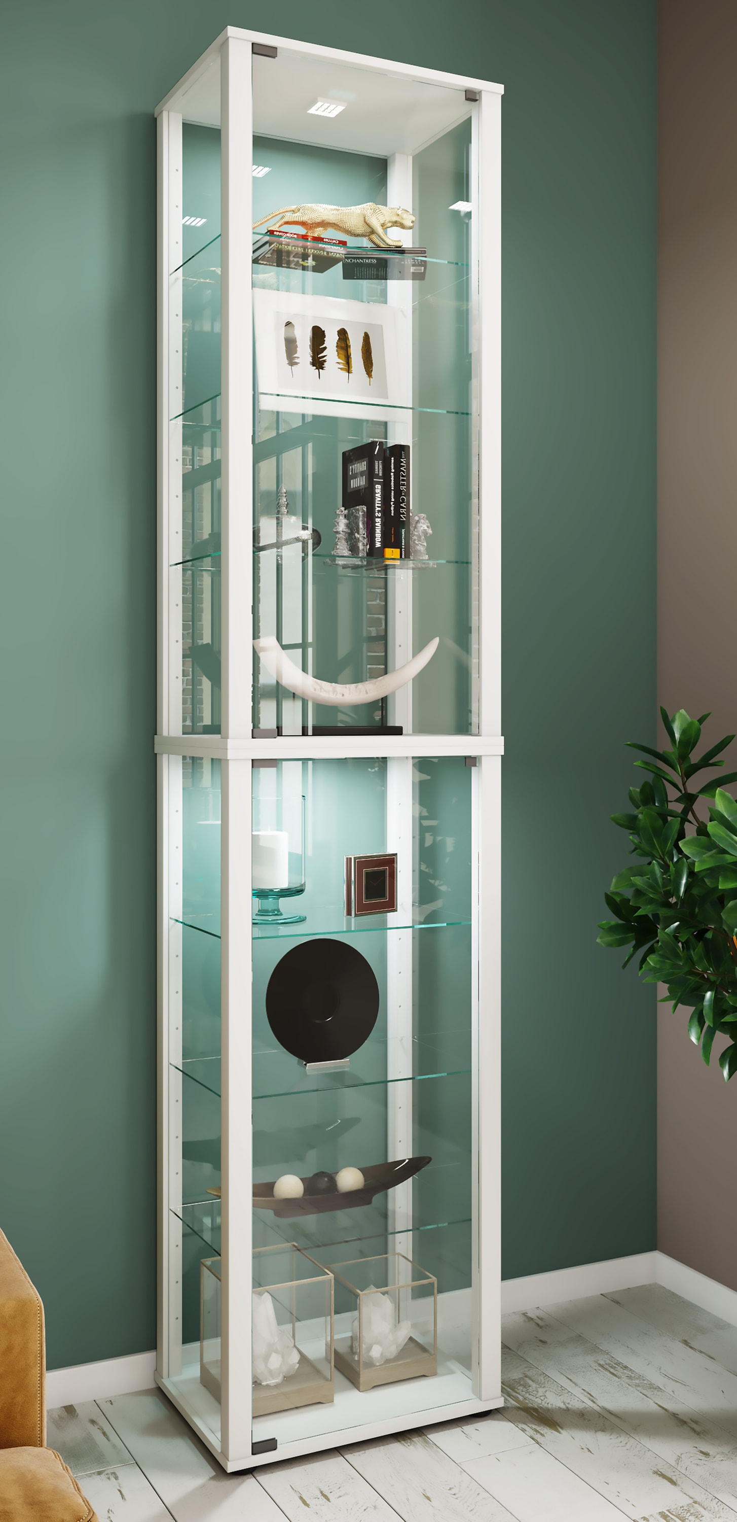 VCM Standvitrine »Holz Glas Stand Vitrine Sammelvitrine Kavisa XL« 1 Stk. tlg.