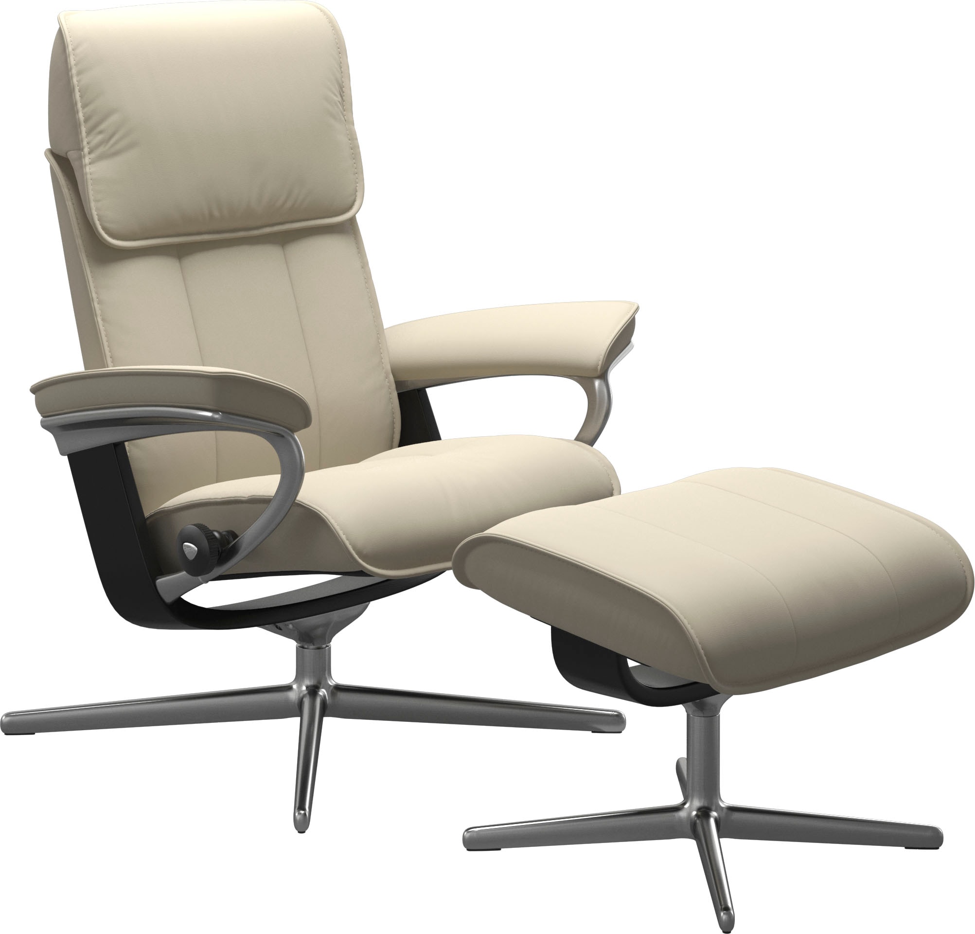 Stressless Relaxsessel "Admiral" Set, Relaxsessel inkl. Hocker, mit Cross Base, Größe M & L, Holzakzent Schwarz
