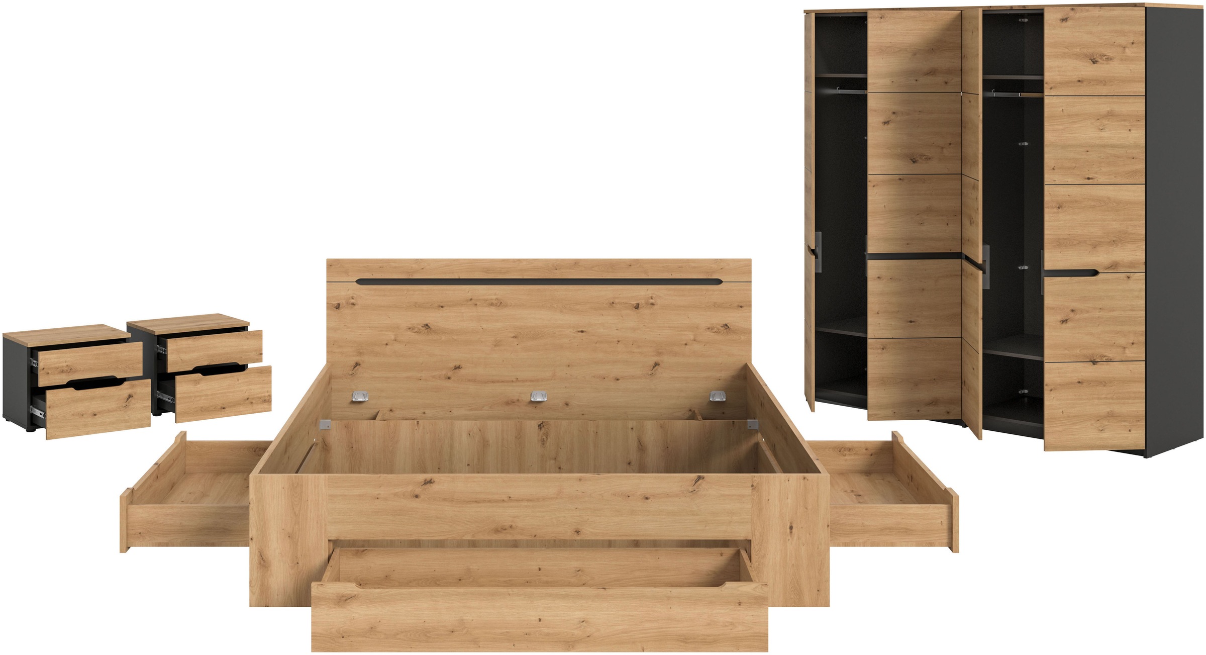 Home affaire Schlafzimmer-Set "REHAT, 4-teilig, best. aus: Bett, Kleidersch günstig online kaufen