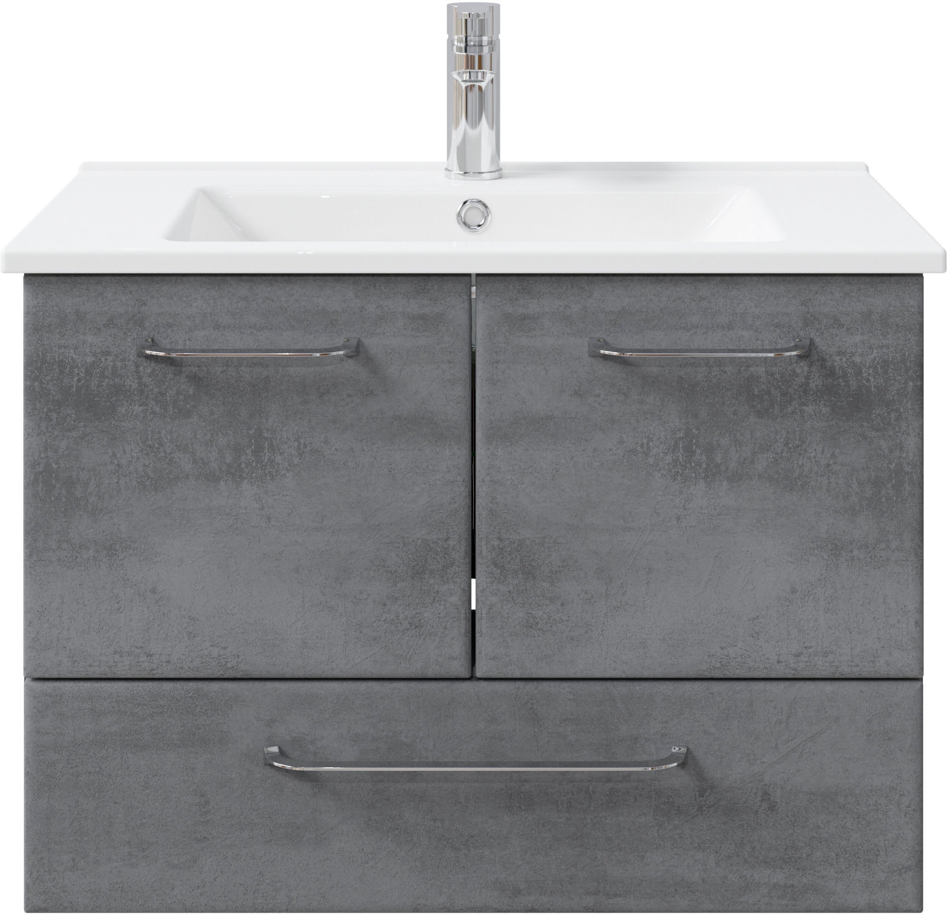 Saphir Badmöbel-Set »Quickset 945 Keramik-Waschtisch mit Unterschrank, 75 cm breit«, (1 St.), Waschplatz, 2 Türen, 1 Schublade, inkl. Türdämpfer, Waschtisch Set