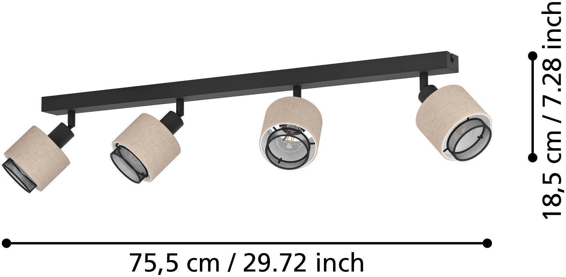 EGLO Deckenleuchte »Rosley Deckenstrahler, Textil und Metall, schwenkbare Spots, E14« E14 1 Stk. Spot - L75 x B9 x H18,5 cm - schwarz - 4X40W exkl.