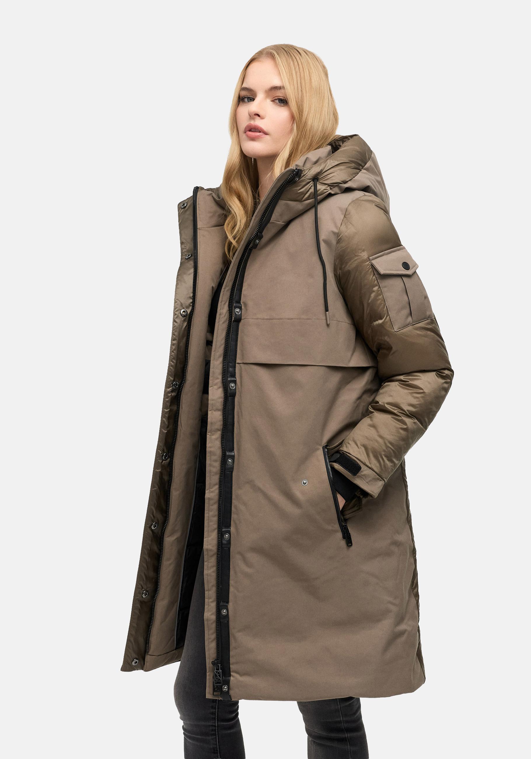 Navahoo Funktionsmantel "Peakstorm 14" Modischer Damen Wintermantel aus Materialmix