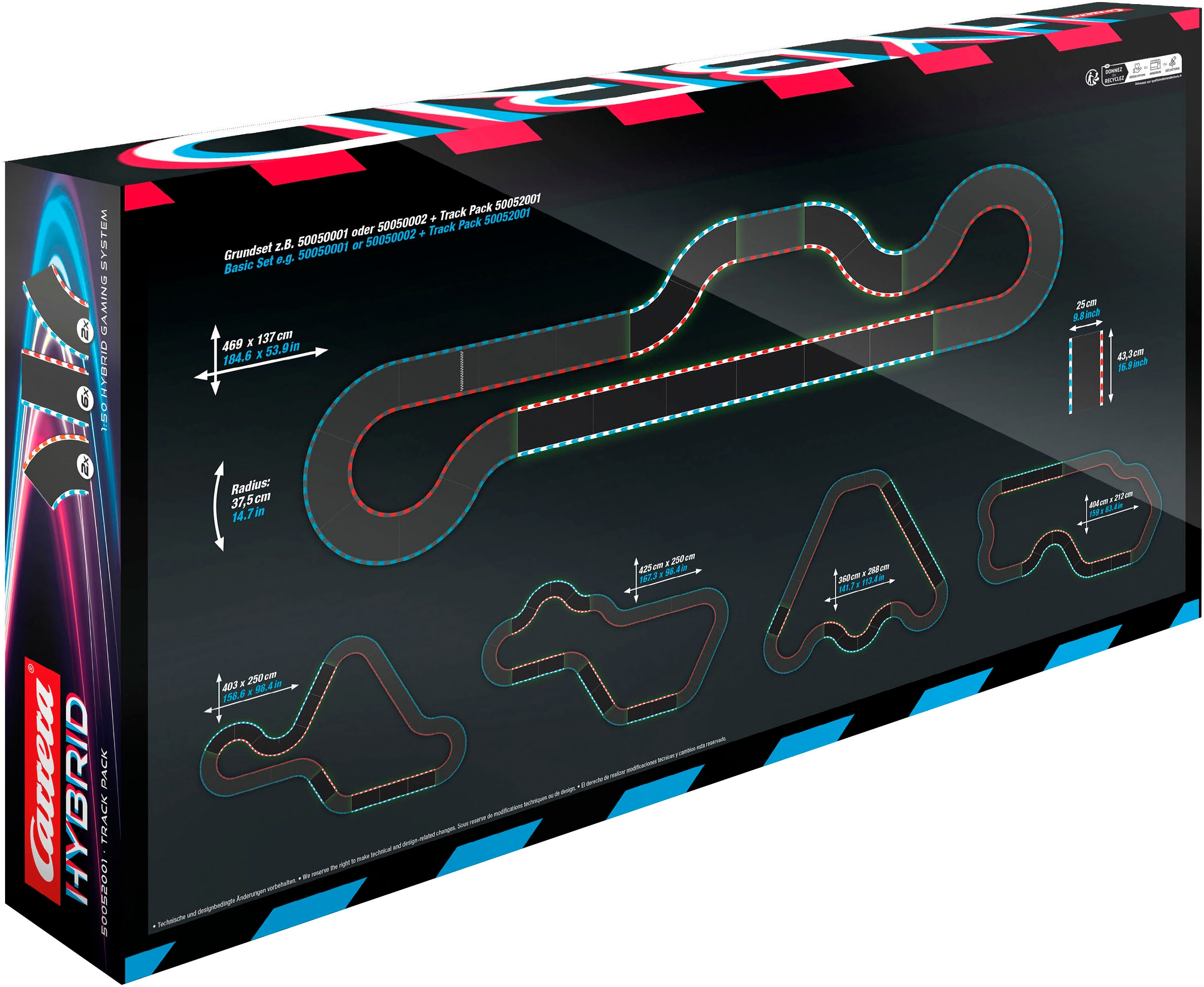 Carrera® Anschlussschiene »Carrera Hybrid Track Pack 1, 10-teilige Rennstrecken-Erweiterung«, (Set, 10 tlg.)