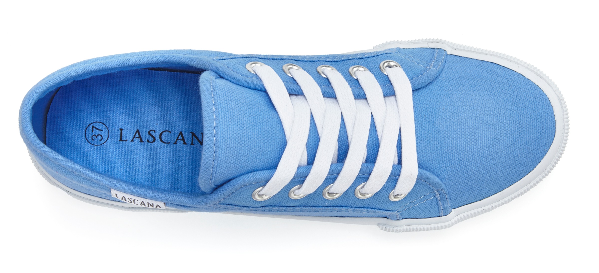 Sneaker LASCANA, Damen, Gr. 43, hellblau, Obermaterial: 100% Textilmaterial. Decksohle: 100% Textilmaterial. Futter: 100% Textilmaterial. Laufsohle: 100% Synthetik, unifarben, Basic, Schuhe Skaterschuh Canvassneaker Sneaker low, aus Textil, Schnürhalbschu 2