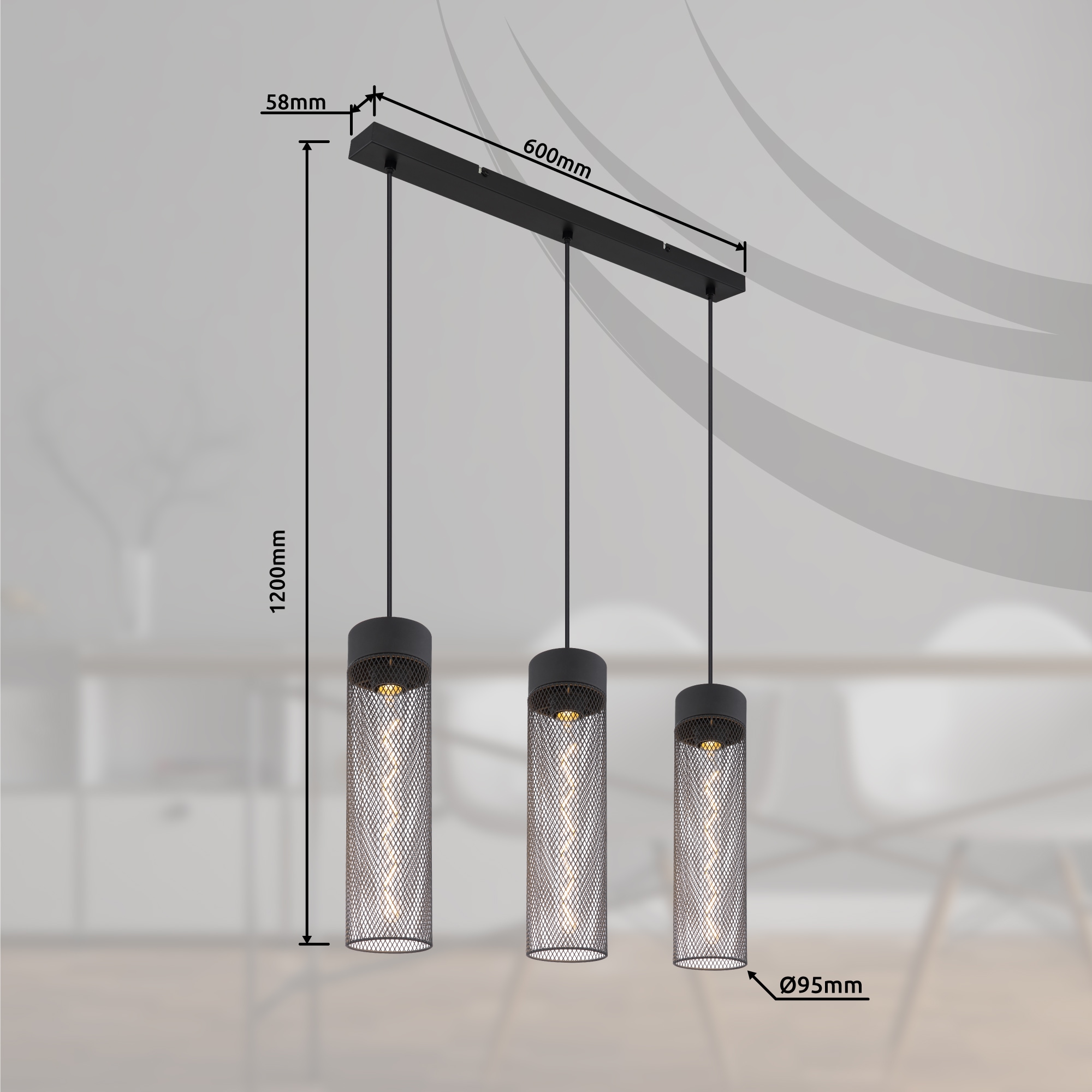GLOBO LIGHTING Hängeleuchte »HANS«, Leuchtmittel E27 | ohne Leuchtmittel, Hängelampe/Pendelleuchte/Esszimmer/Wohnzimmer/Esstisch