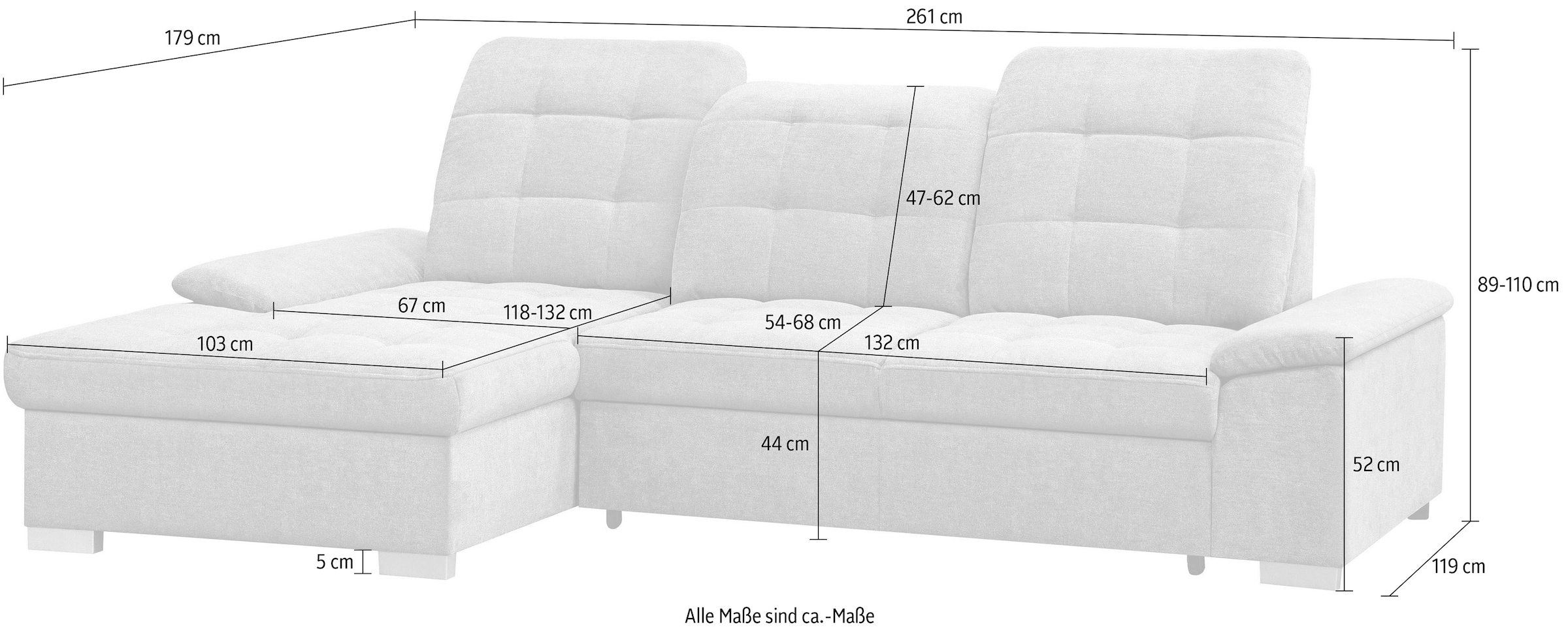 Ecksofa Bettfunktion »Carmen«, BAUR | WERK2 Kopfteilverstellung, mit optional & Sitztiefenverstellung