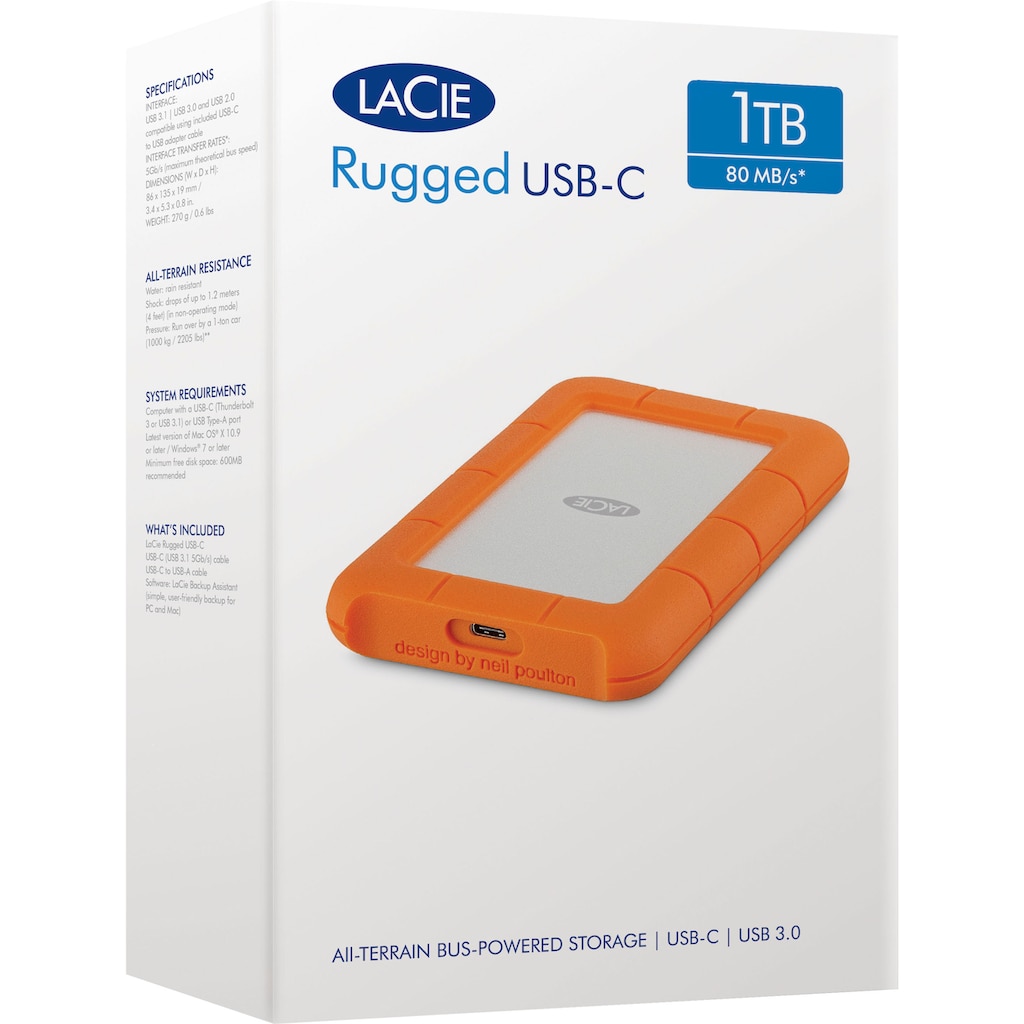 LaCie externe HDD-Festplatte »Rugged USB-C«, Anschluss USB-C-USB 3.0