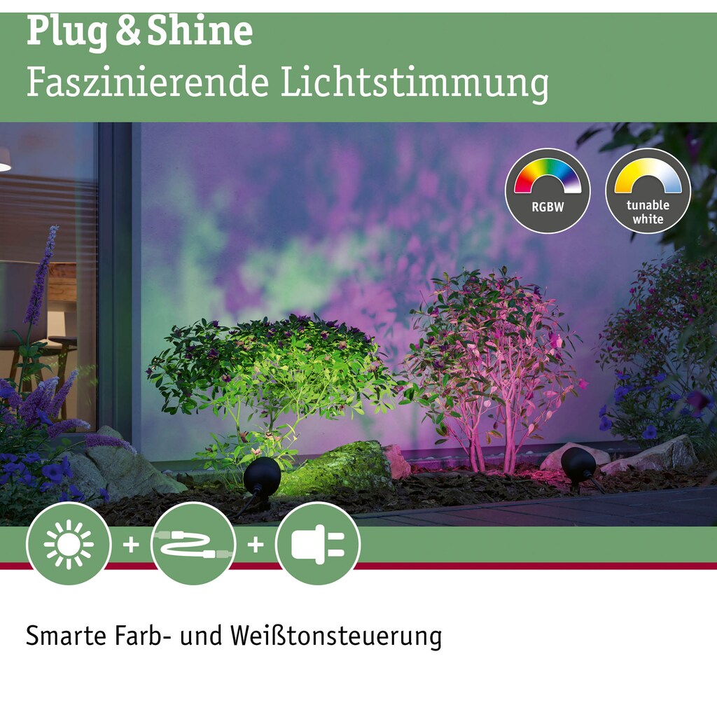 Paulmann LED Gartenleuchte »Outdoor Plug & Shine Spot Kikolo RGBW ZigBee«, 1 flammig-flammig