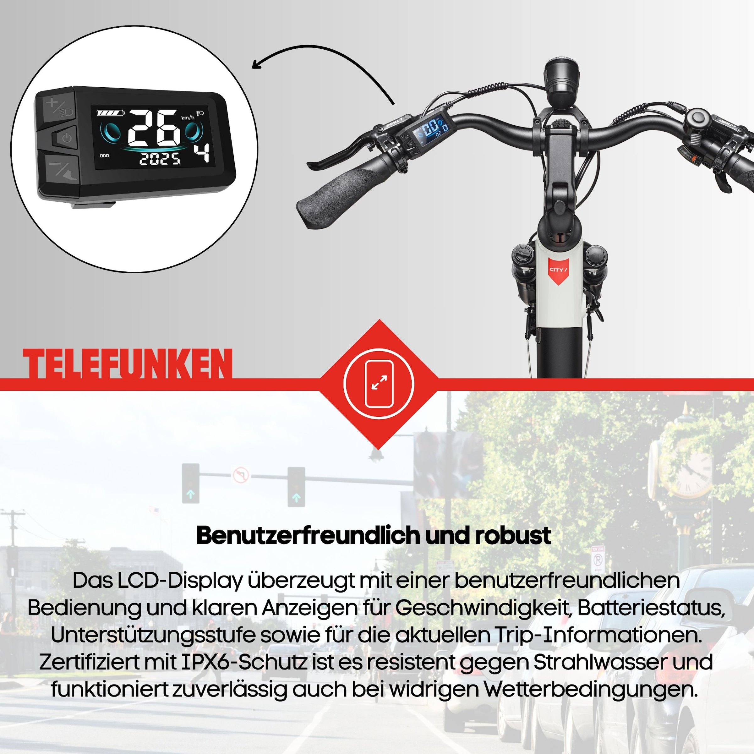 Telefunken »Multitalent RC670« 7 Gang Shimano TY300D Schaltwerk Kettenschaltung Frontmotor 250 W Pedelec, Elektrofahrrad, Damen u. Herren, Scheibenbremsen, 28 Zoll