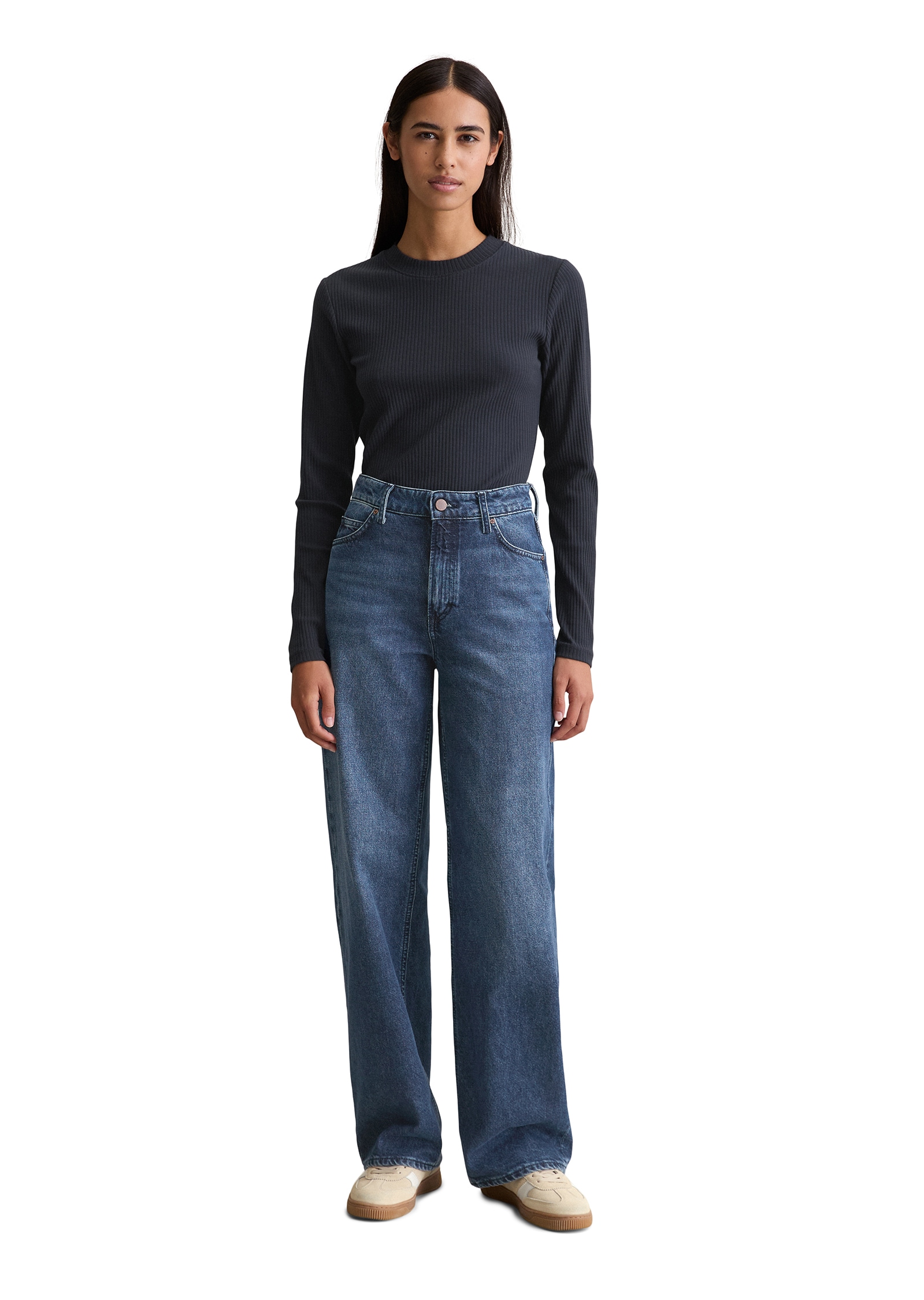 Marc O'Polo DENIM Langarmshirt, Rundhalsausschnitt, slim fit, Bio-Baumwolle