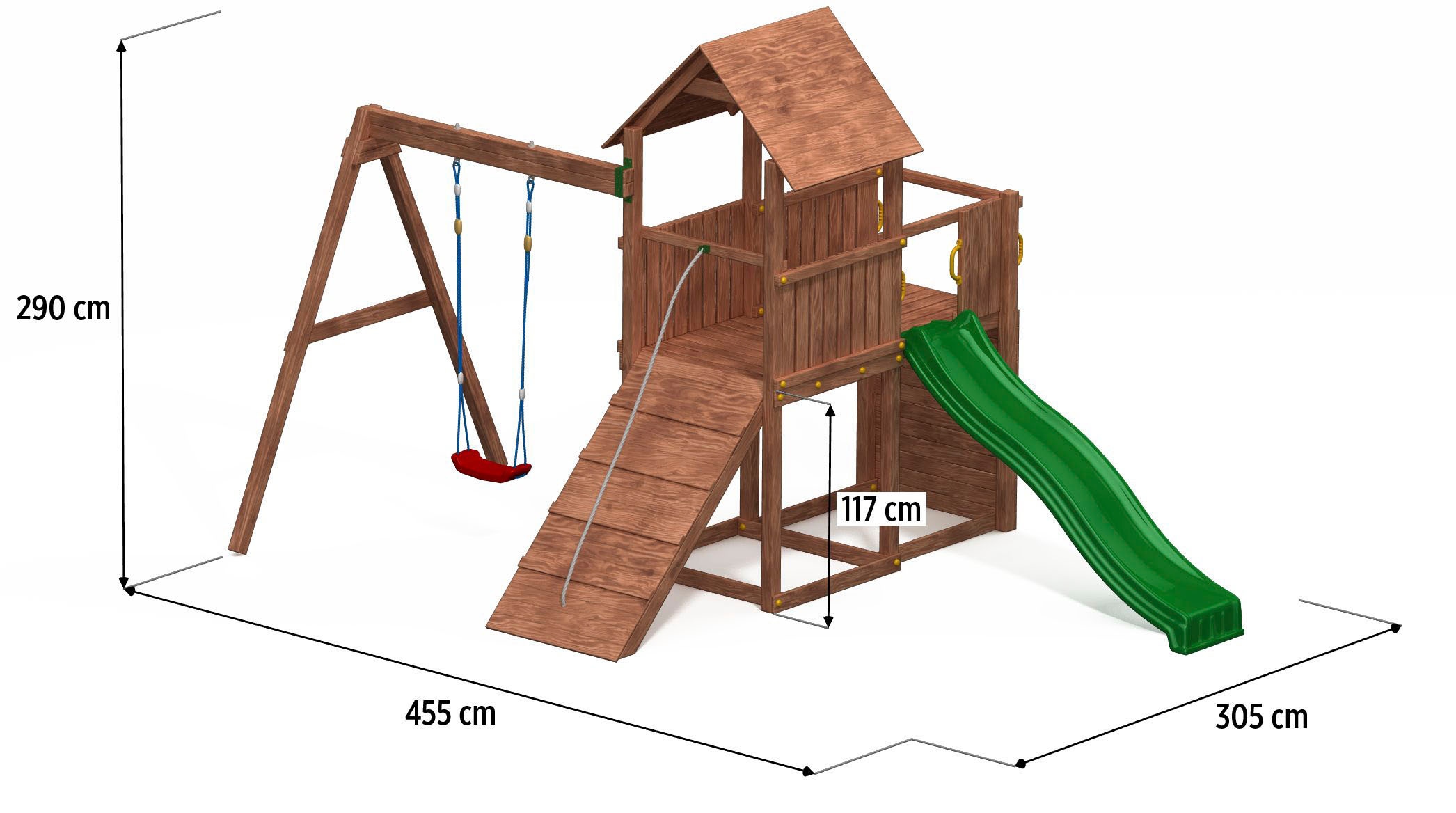 FUNGOO Spielturm »CAROL 3«, mit Schaukel & Rutsche, Klettererweiterung