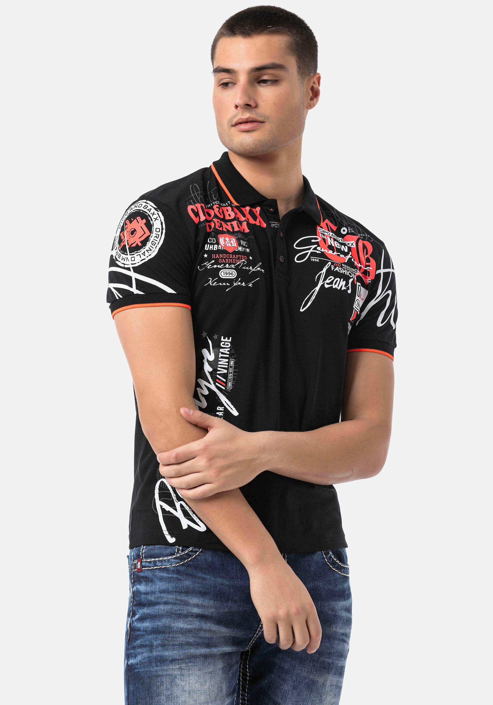 Cipo & Baxx Poloshirt, mit markantem Print