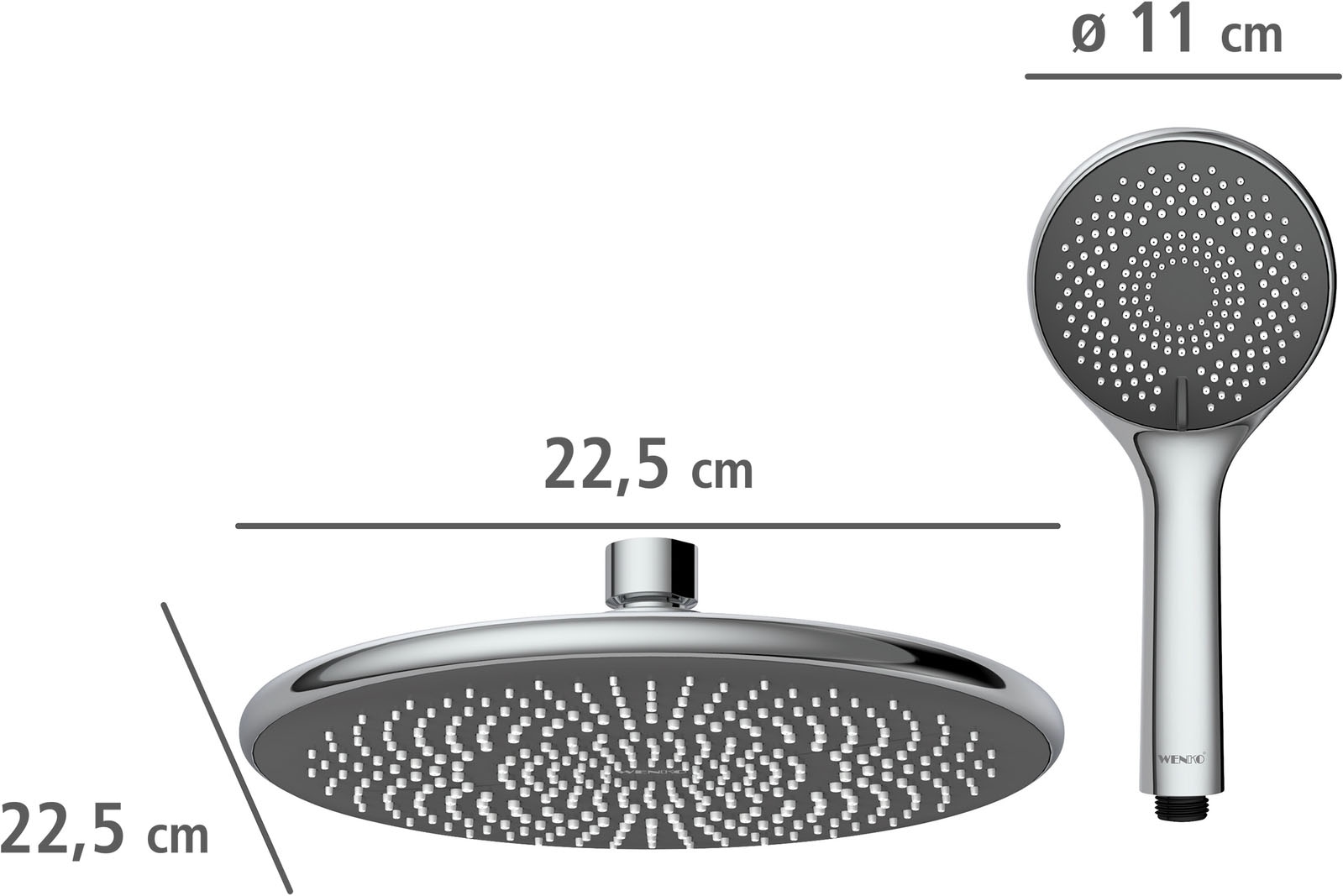 WENKO Duschsystem »Watersaving« Chrome, höhenverstellbare Duschstange von 75-120cm