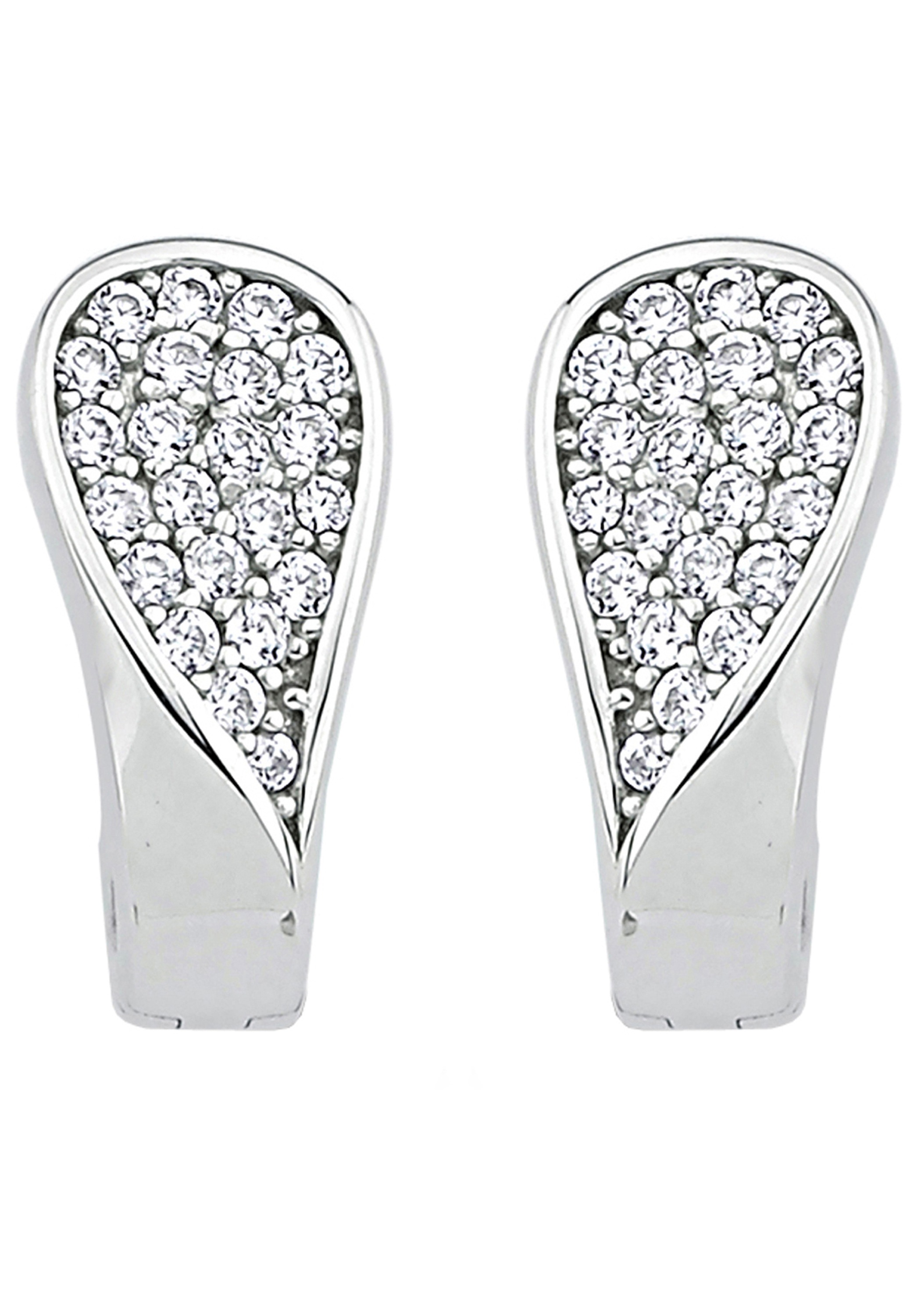 JOBO Paar Creolen »Ohrringe Silberohrringe 14 mm« 925 Silber mit 44 Zirkonia
