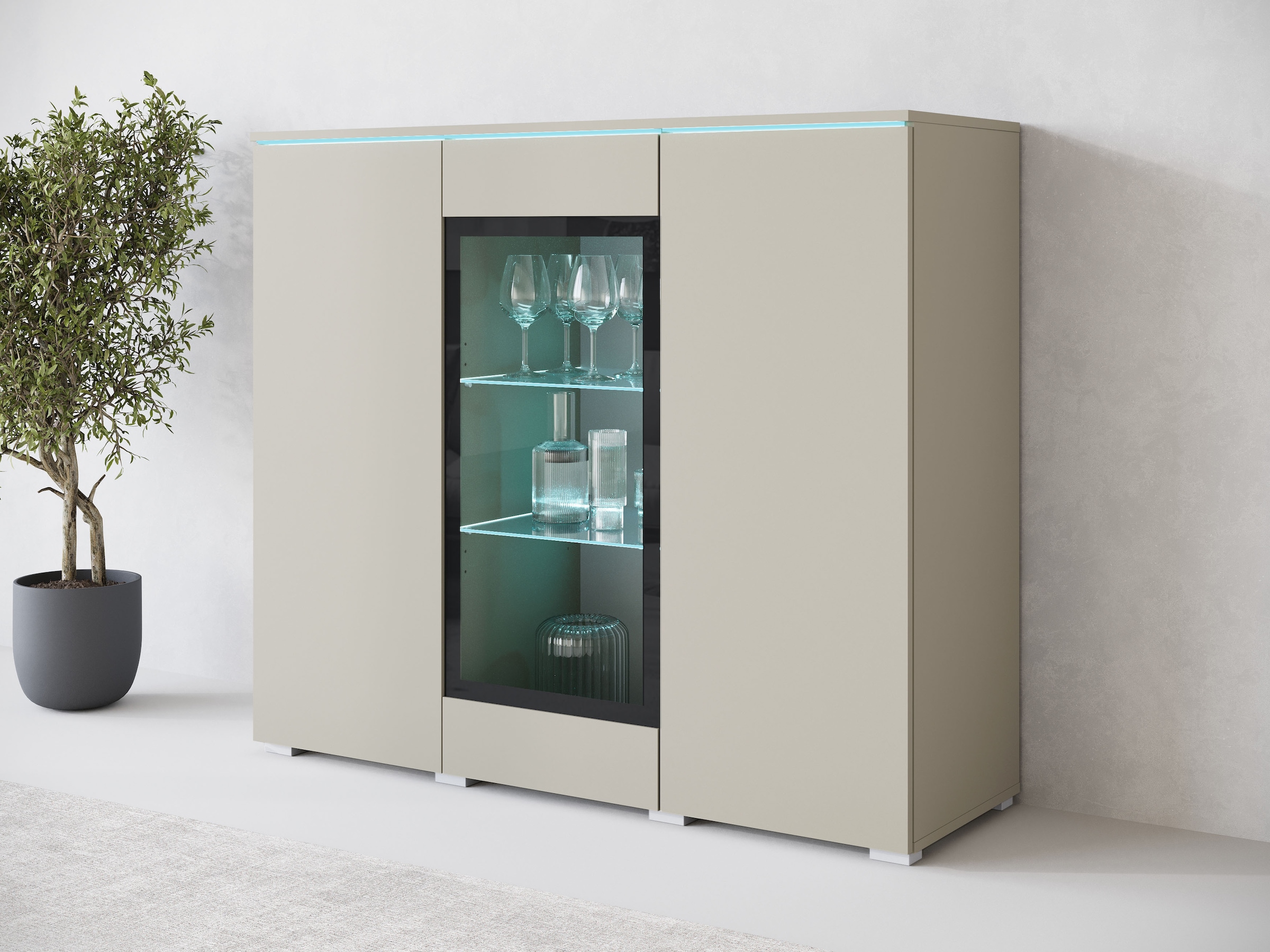 INOSIGN Highboard "Vera", Highboard mit 4 Türen, 9 Fächern, verglasten Türe günstig online kaufen